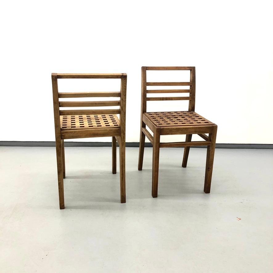 Chaise en caillebotis en Oak modèle 103 par René Gabriel, 1941 Bon état - En vente à PARIS, FR