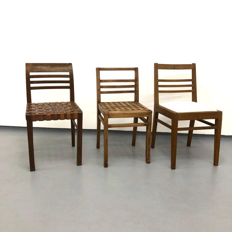 Milieu du XXe siècle Chaise en caillebotis en Oak modèle 103 par René Gabriel, 1941 en vente