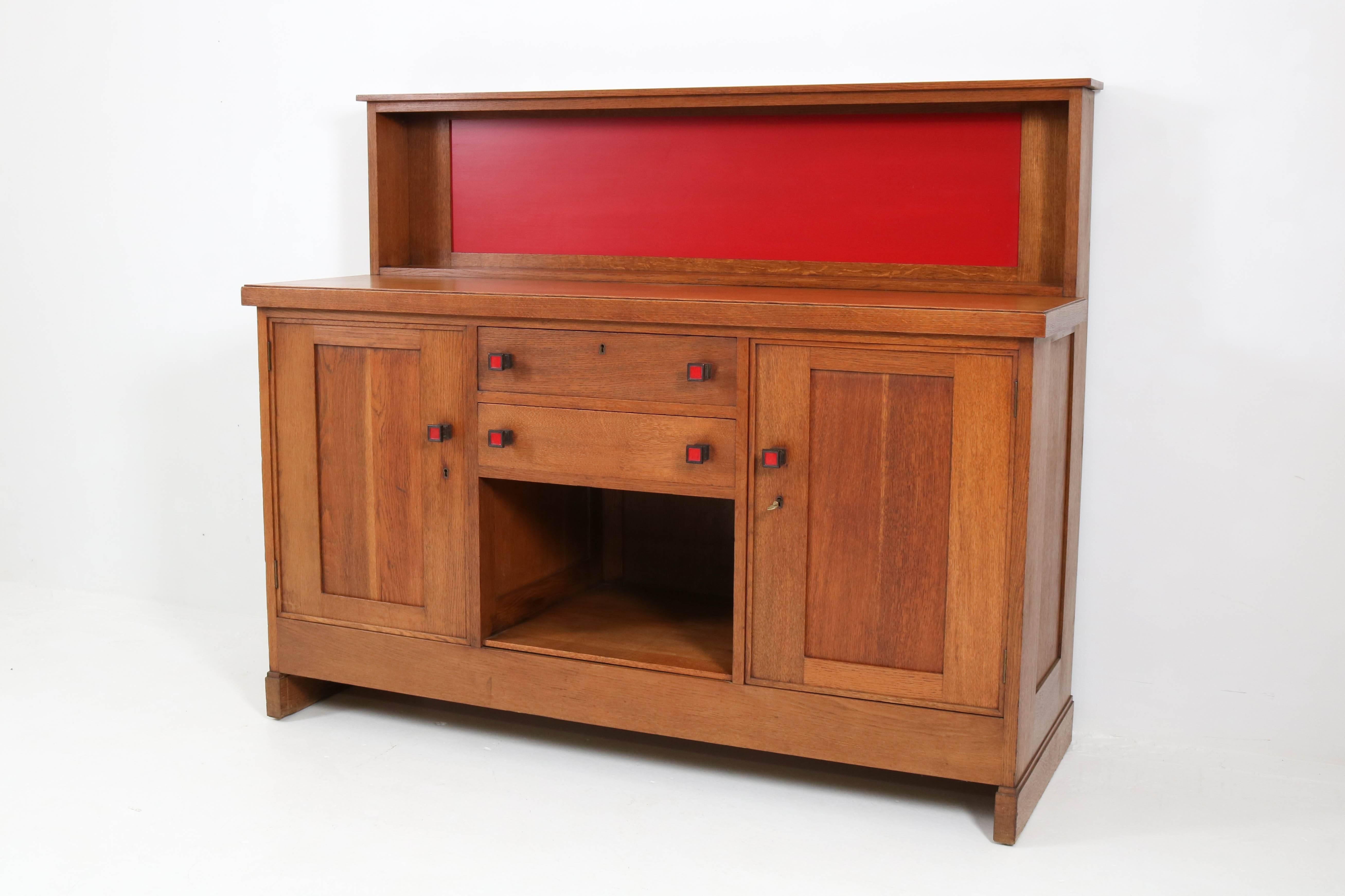 Oak Dutch Art Deco Haagse School Sideboard by Henk Wouda for Pander, 1924 In Good Condition In Amsterdam, NL