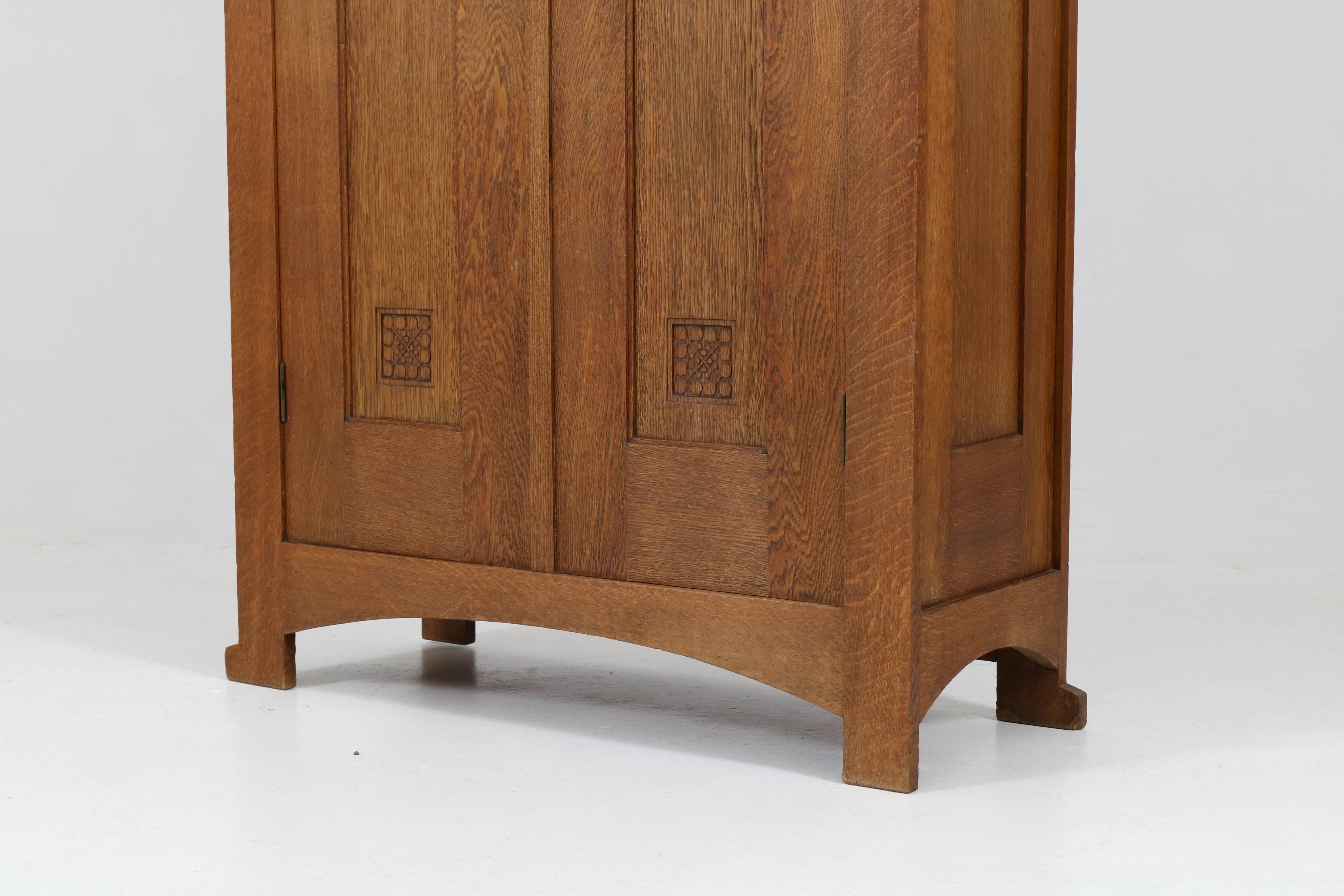 Oak Dutch Art Nouveau Arts & Crafts Wardrobe by Willem Penaat for Fa.Haag, 1897 In Good Condition In Amsterdam, NL