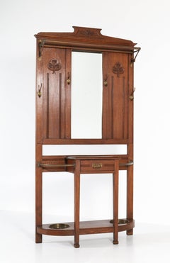 Oak Dutch Art Nouveau Coat Rack or Porte Manteau, 1900s