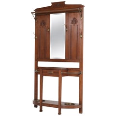 Porte-manteaux ou manteau de manteau Art Nouveau hollandais en chêne, années 1900