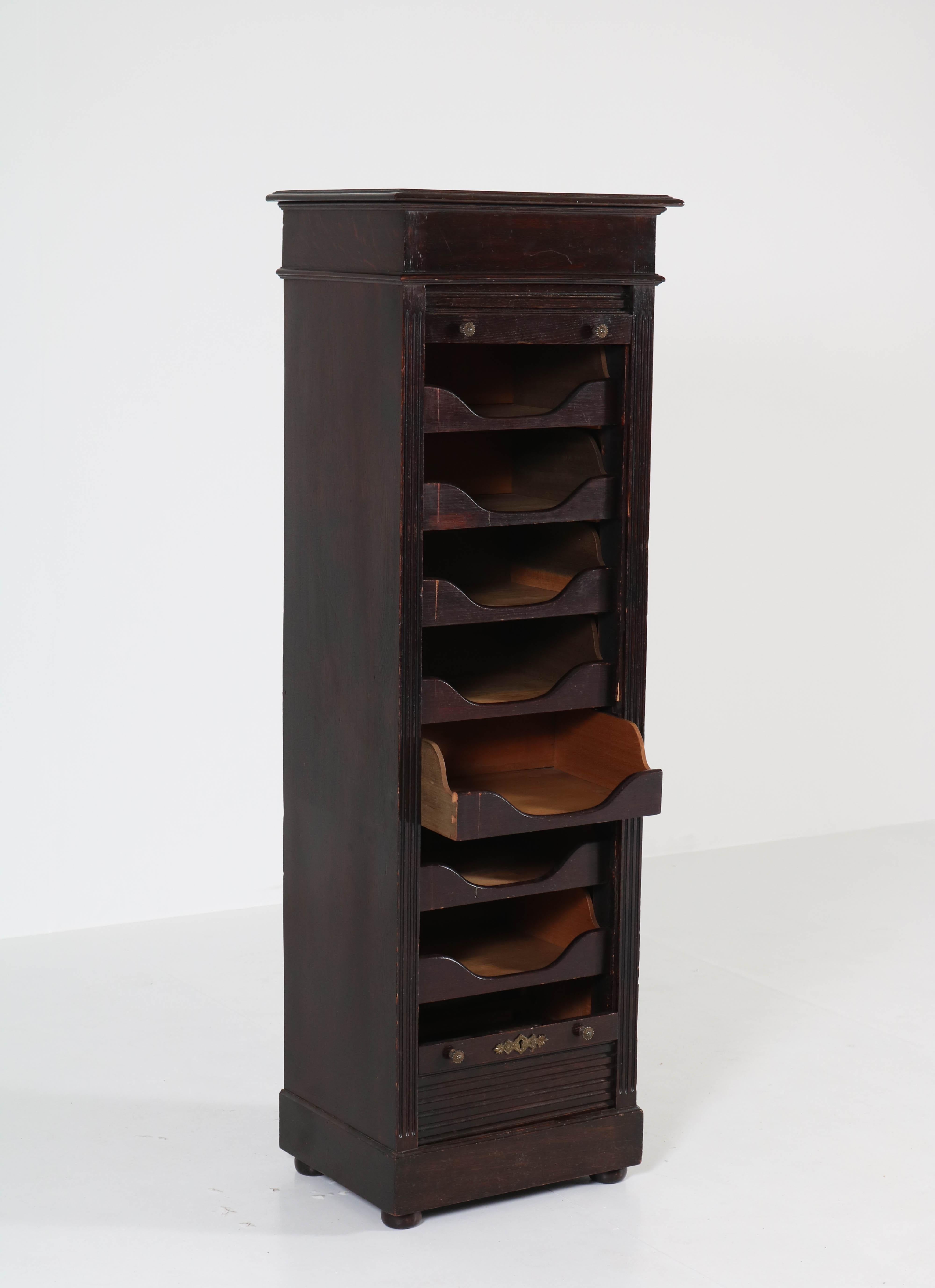 Oak Dutch Art Nouveau Filing Cabinet by J.B. Hillen Amsterdam, 1900s 1
