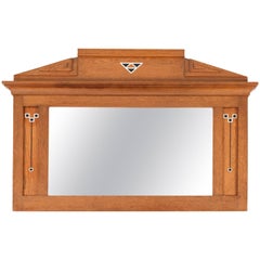 Oak Dutch Art Nouveau Mirror with Inlay, 1900s Oak Dutch Art Nouveau Mirror with Inlay, 1900s