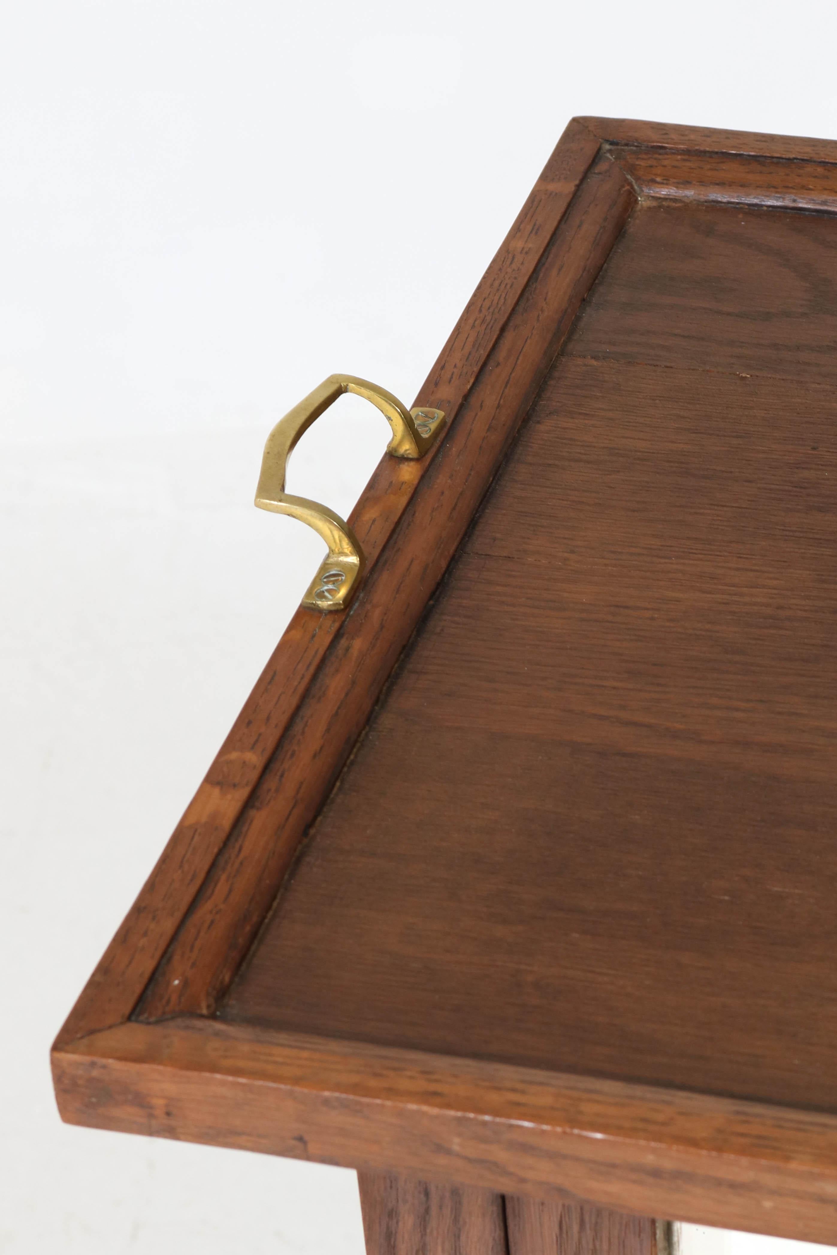 Oak Dutch Art Nouveau Tea Cabinet with Original Tray, 1900s In Good Condition In Amsterdam, NL
