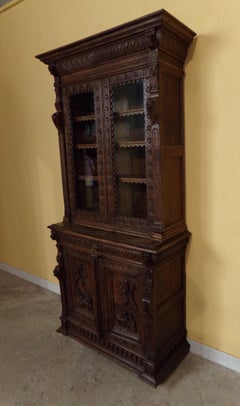 Oak Dutch hand Carved Bookcase