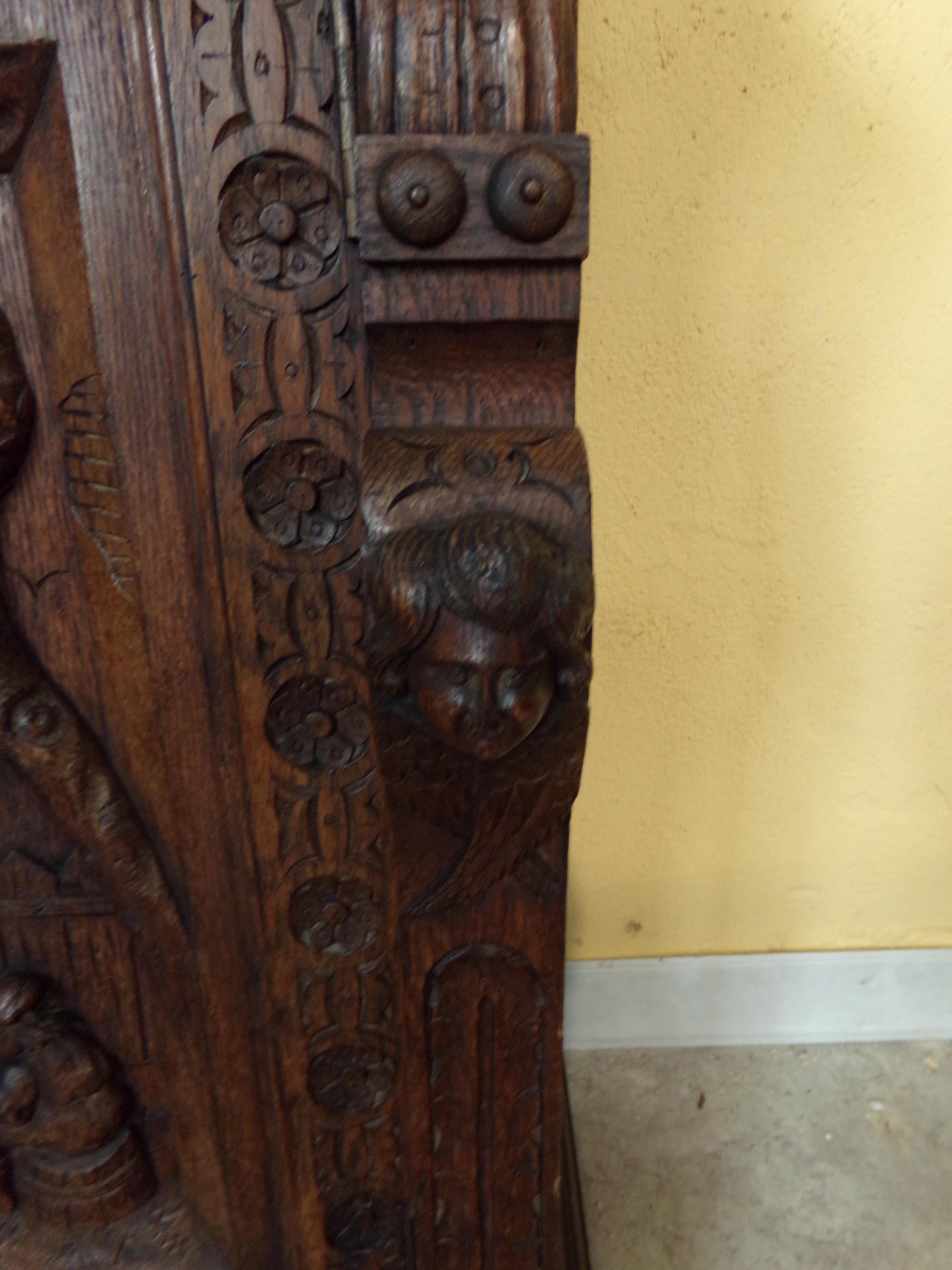 Oak Dutch hand Carved Bookcase For Sale 1