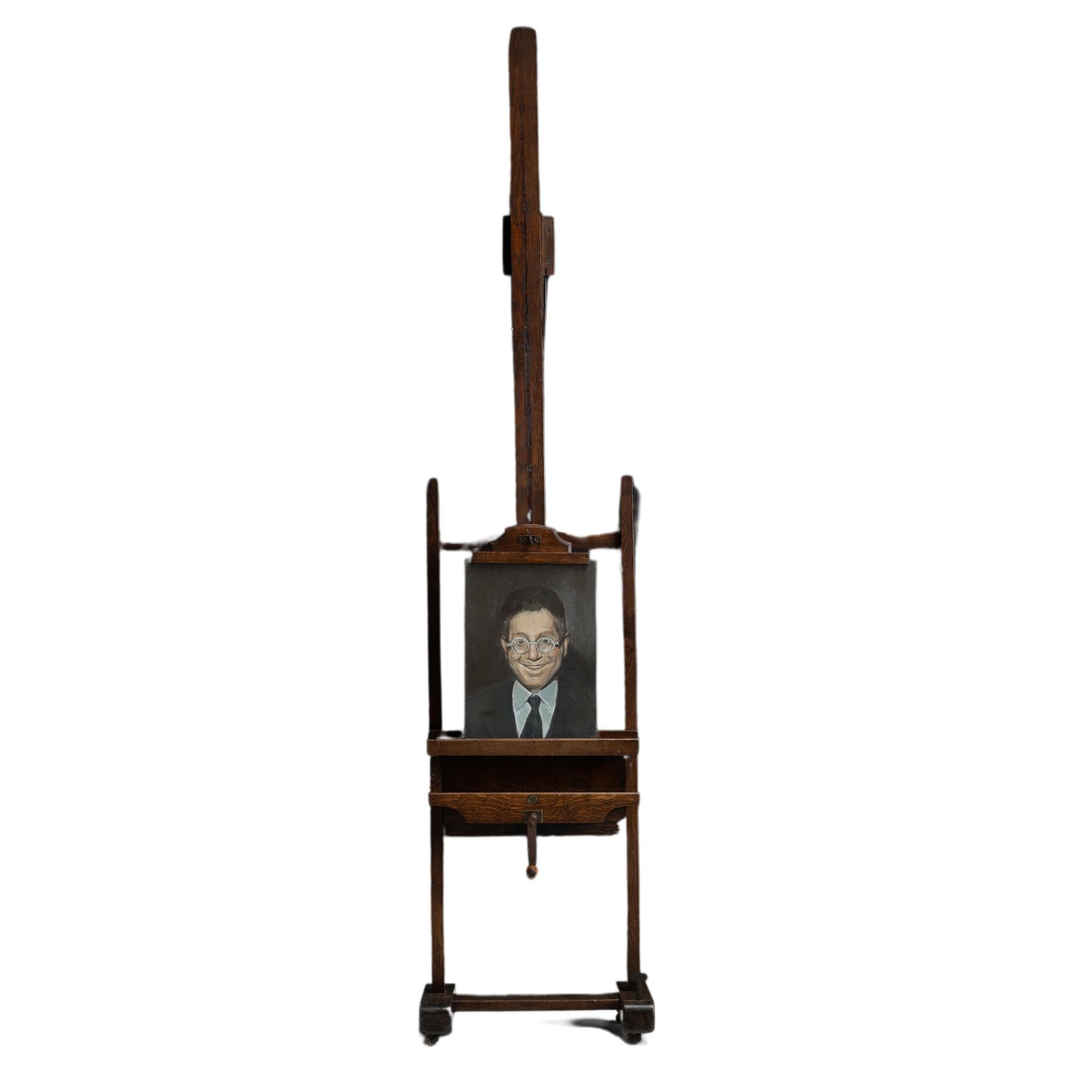 Oak Easel by Robinsons & Co, England circa 1920 For Sale