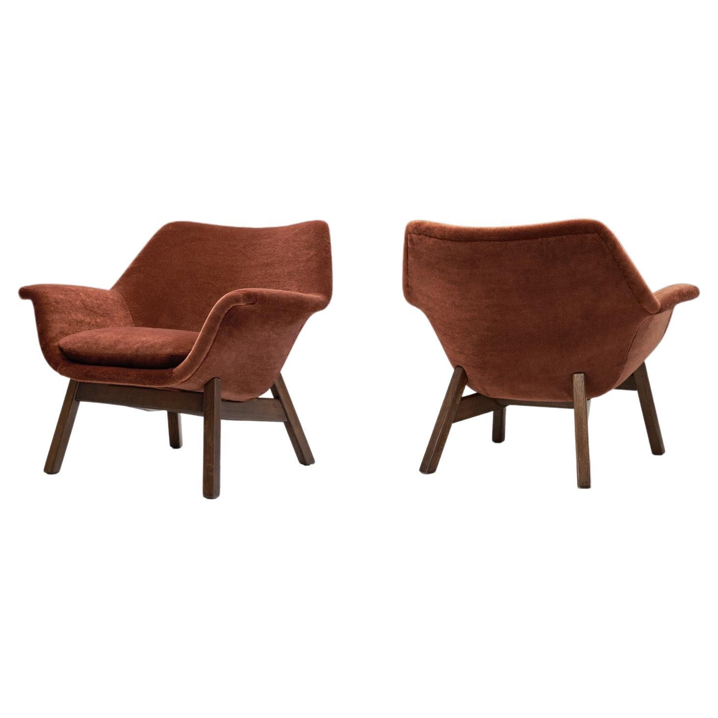 Oak Easy Chairs by Carl Gustaf Hiort af Ornäs, Finland 1950s For Sale