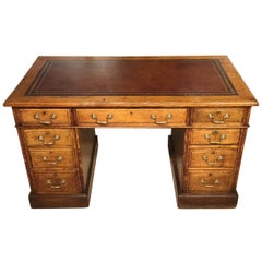 Oak Edwardian Period Antique Pedestal Desk