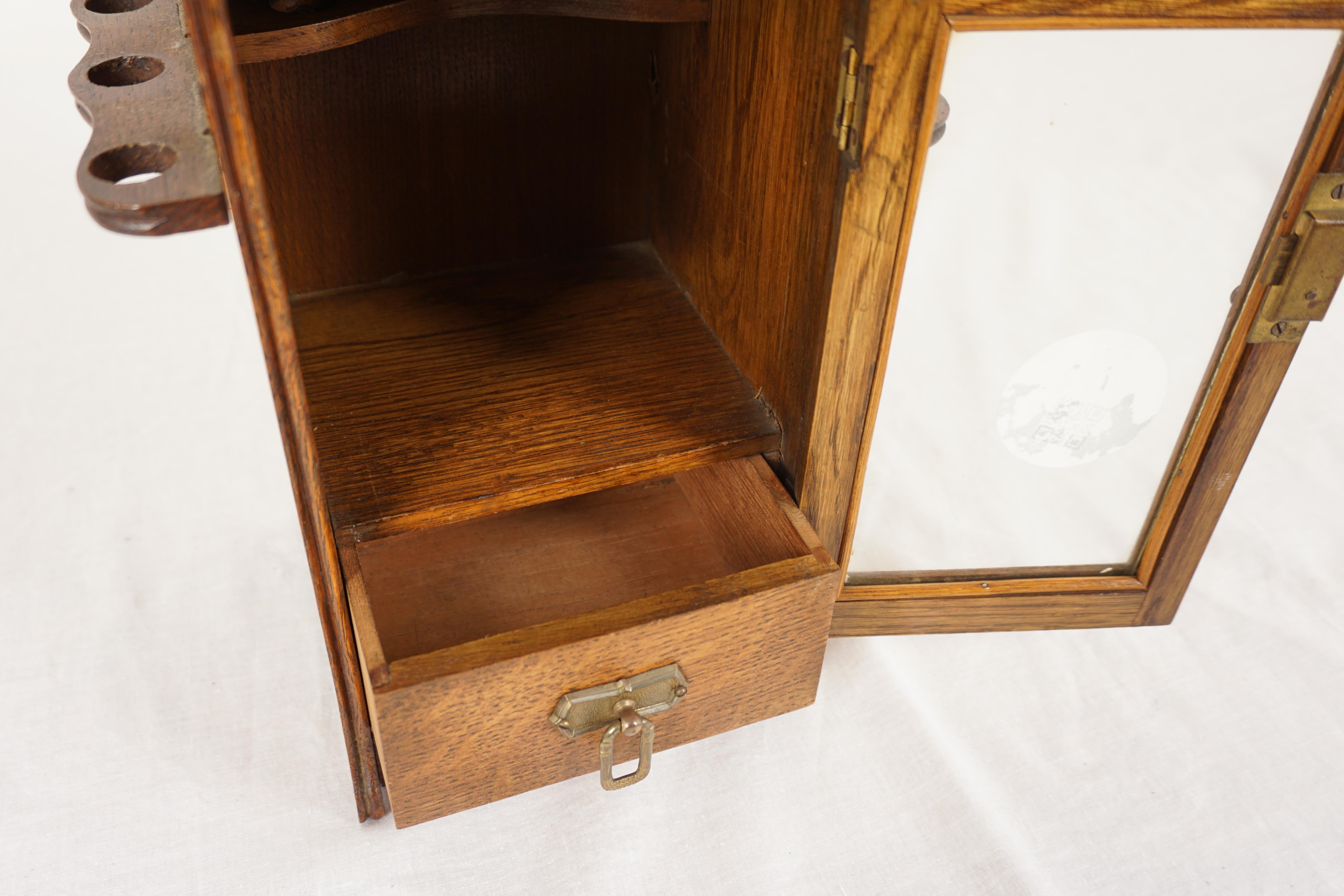 Oak Edwardian Smokers Cabinet, Collectors Cabinet, Scotland 1900, H1108 In Good Condition For Sale In Vancouver, BC