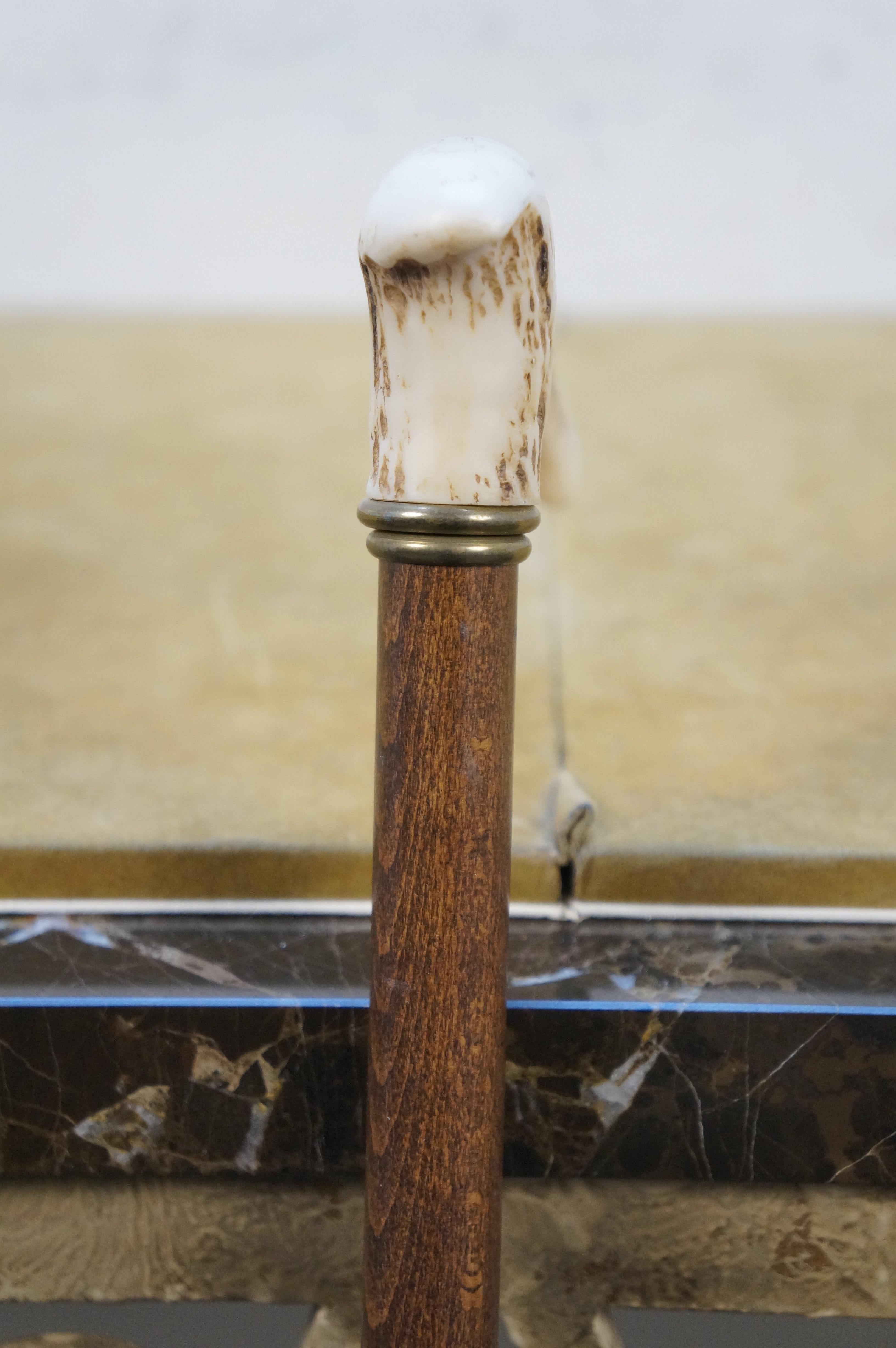 20ième siècle Chêne Elk Horn Antler Handle Walking Stick Cane Scottish Thistle 36