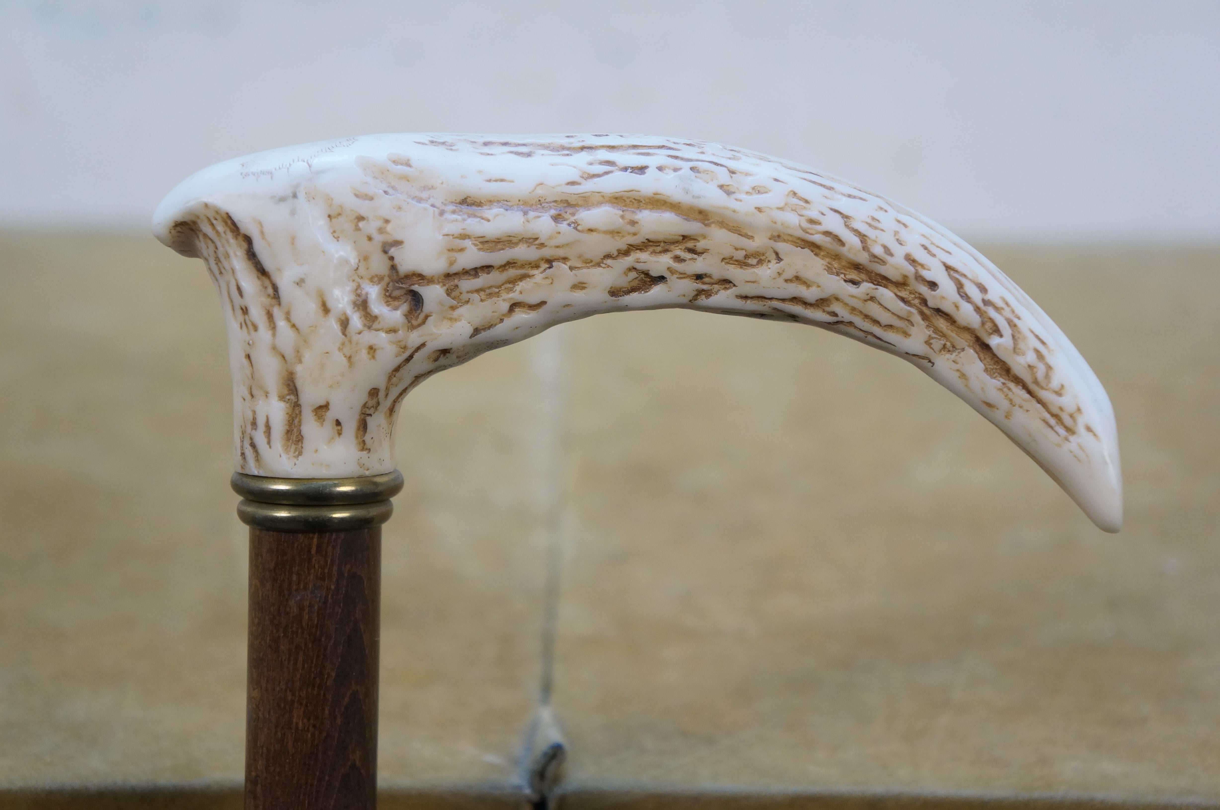 Corne Chêne Elk Horn Antler Handle Walking Stick Cane Scottish Thistle 36