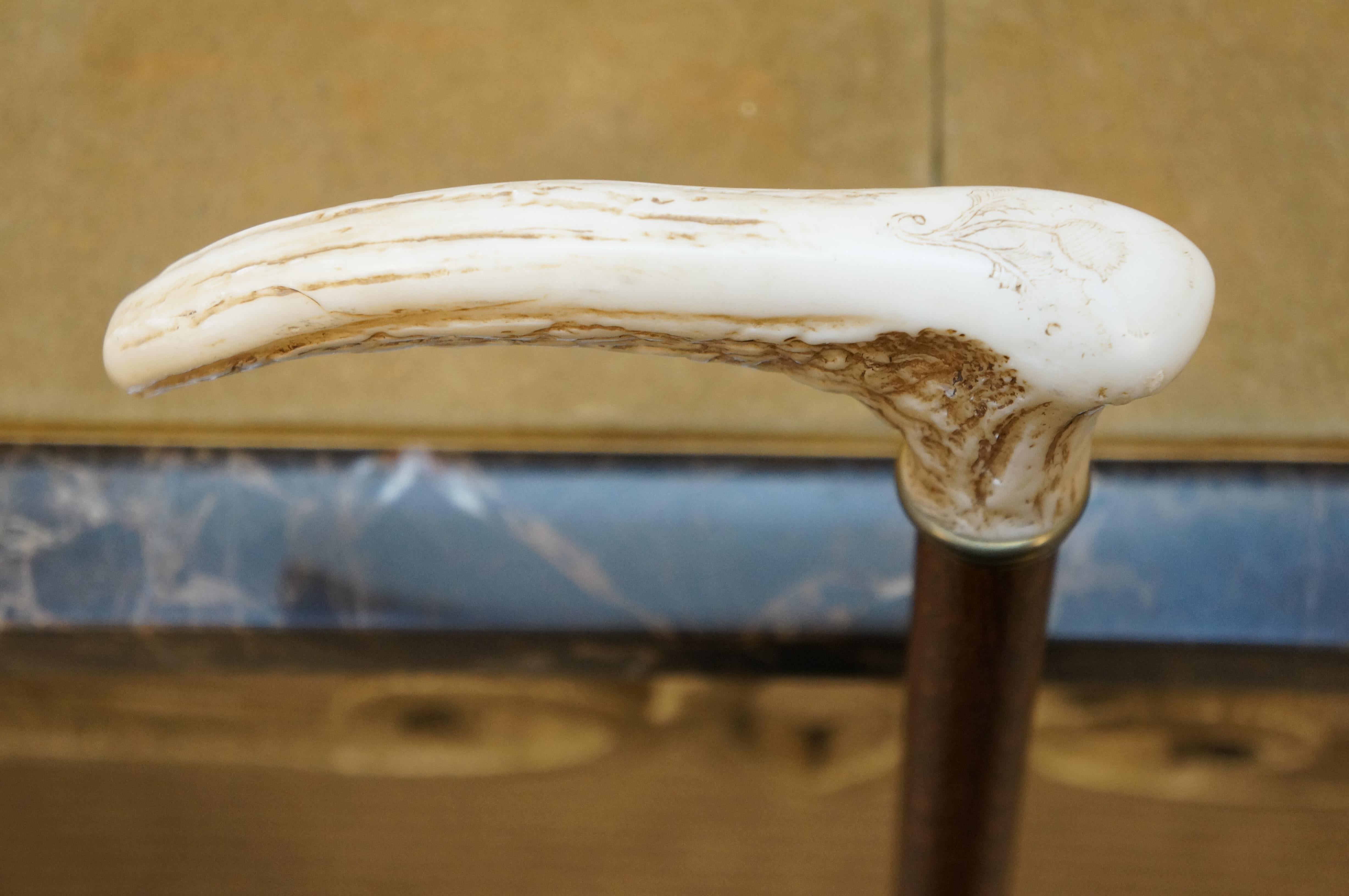 Chêne Elk Horn Antler Handle Walking Stick Cane Scottish Thistle 36