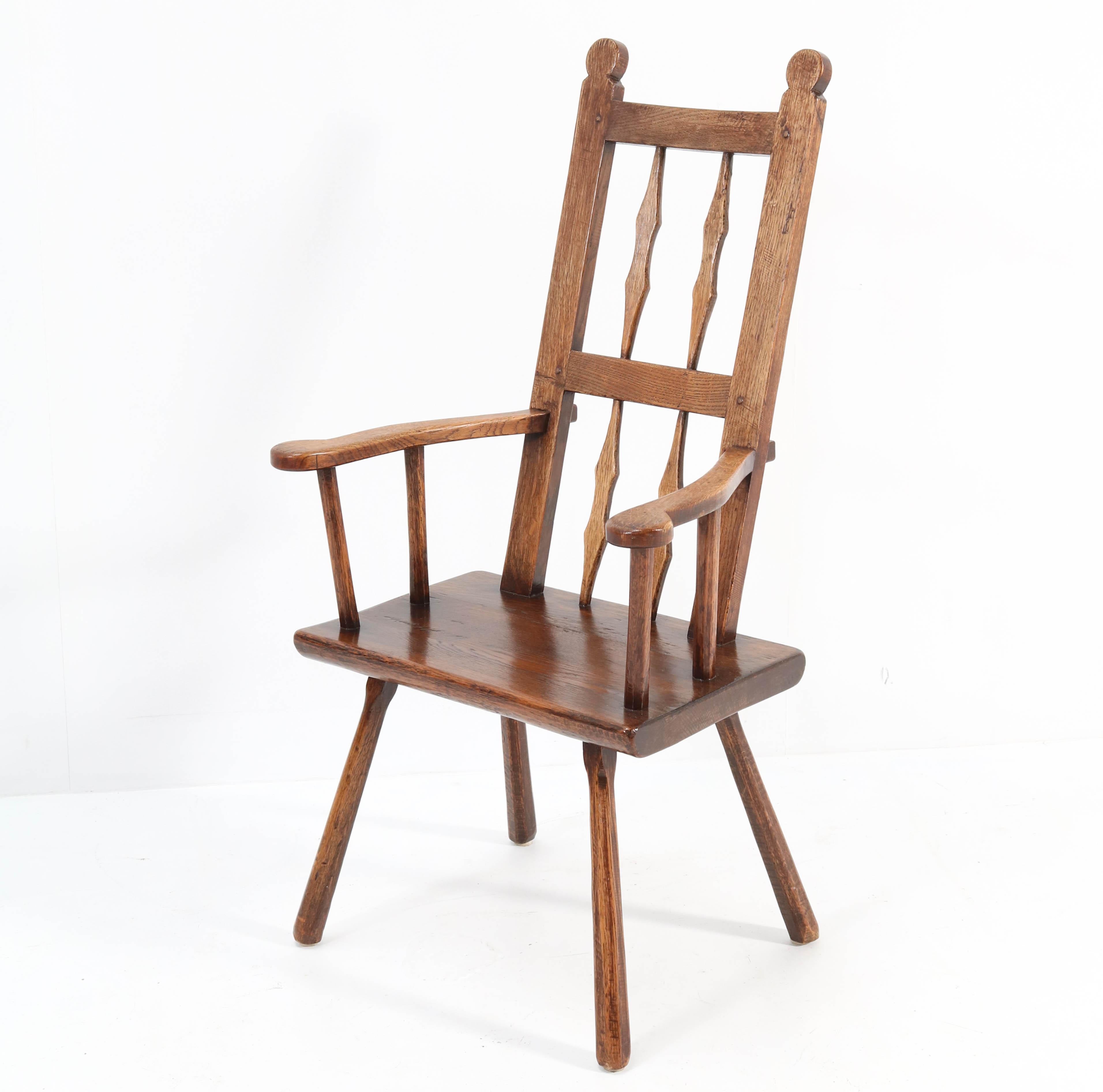 Early 20th Century Oak English Country Armchair, 1900s