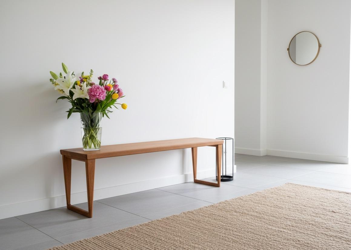Schöne Bank oder Eingangstisch, entworfen von Aksel Kjersgaard in den 1960er Jahren, gefertigt aus massiver Eiche. Mit seinen klaren Linien und seiner vielseitigen Form kann dieses Stück als Bank, Konsole oder multifunktionaler Flurtisch verwendet