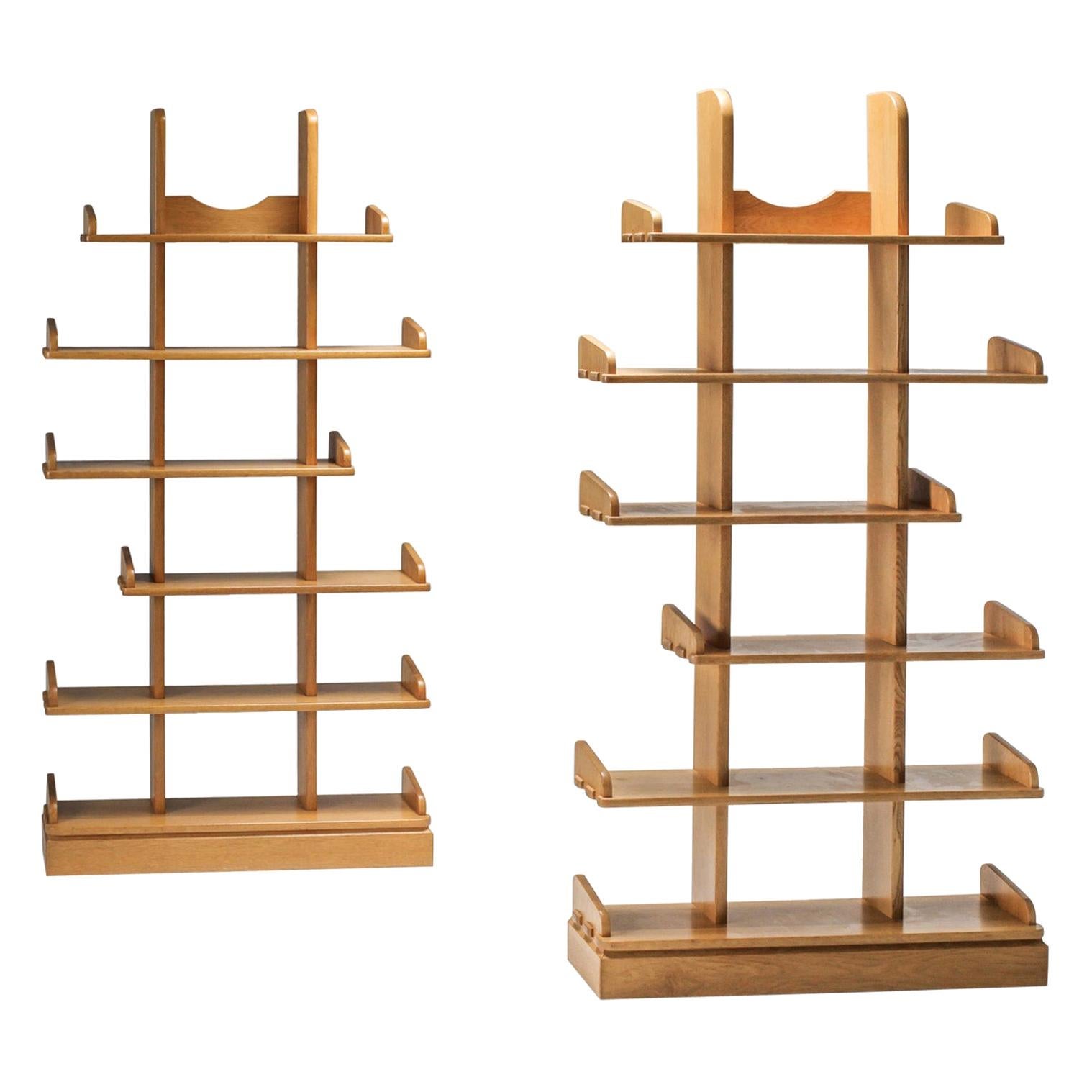 Oak Étagère Shelve Units, Netherlands, 1970s