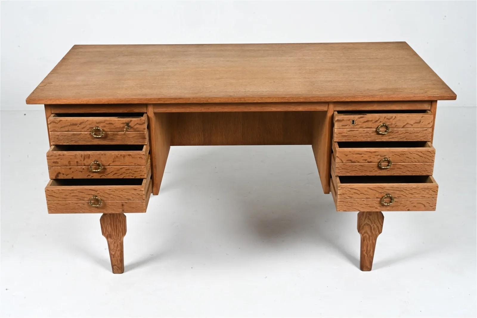 Danish Oak Executive Desk by Henry Kjaernulf