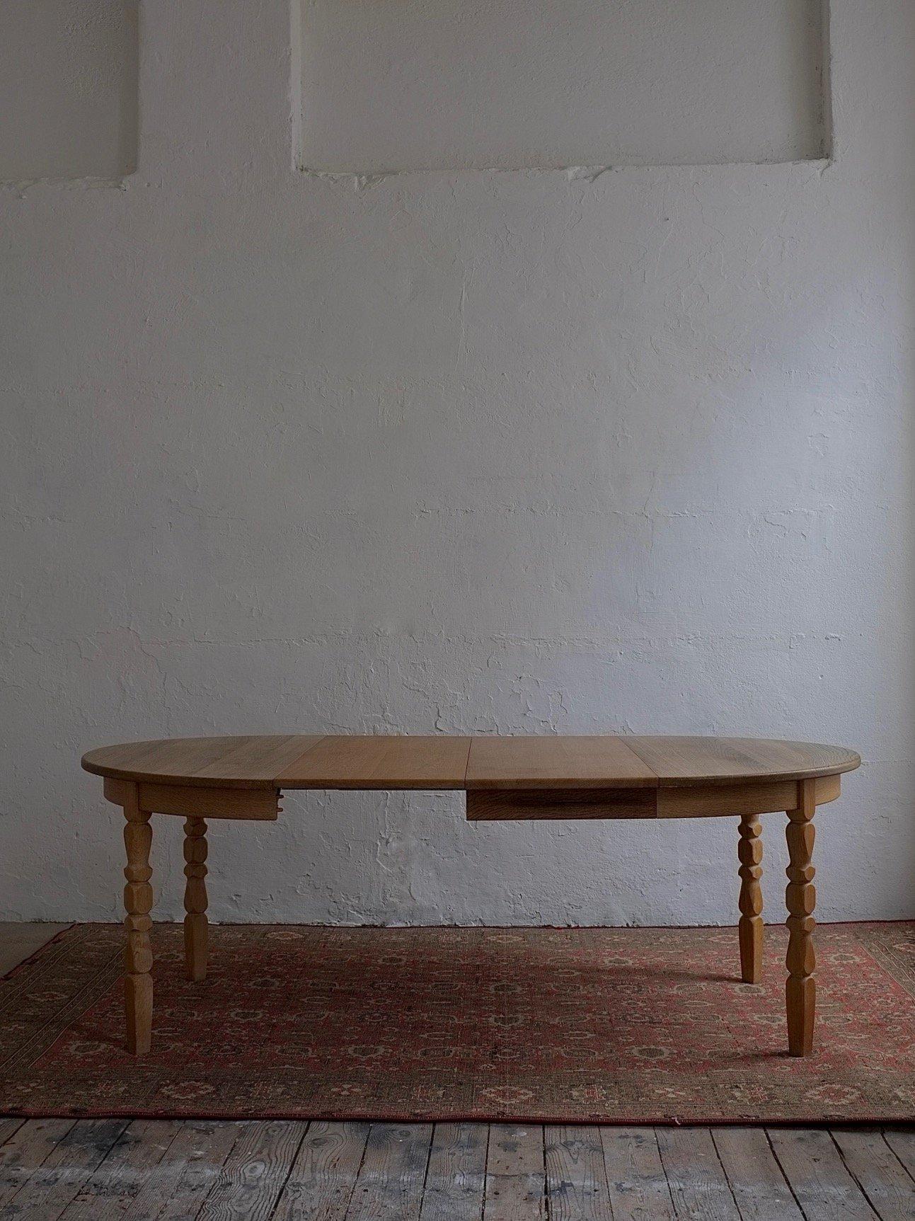 20th Century Oak Extendable Dining Table, Henning Kjaernulf, Denmark 1950s For Sale