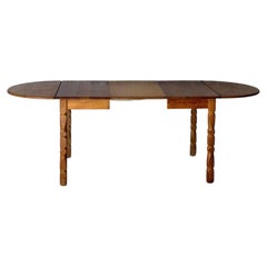 Oak Extendable Dining Table with Pull-Out Leaves Danish Mid-Century Modern 1960s