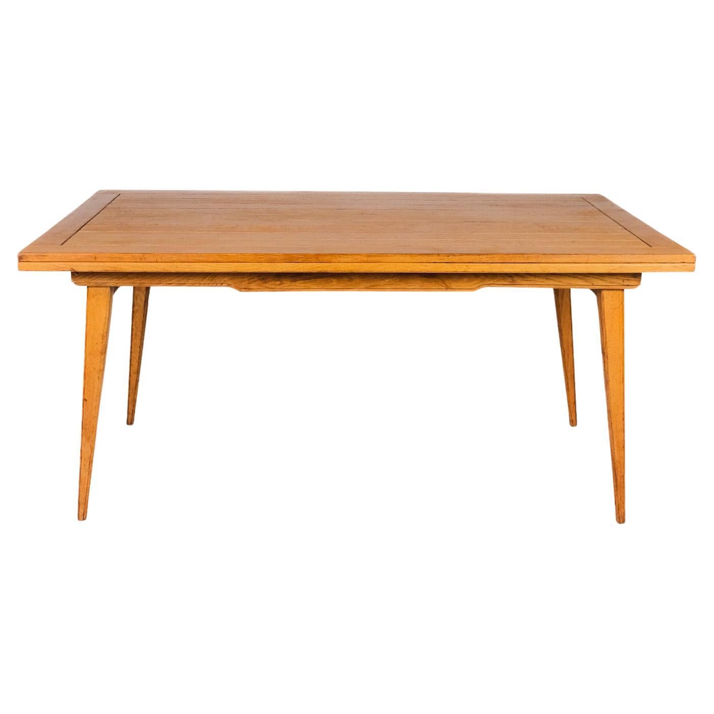 Table à rallonge en Oak, dans le style de Guillerme et Chambron, France, années 1960