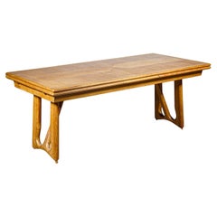 Oak Extending Dining Table by Guillerme & Chambron France 1960's