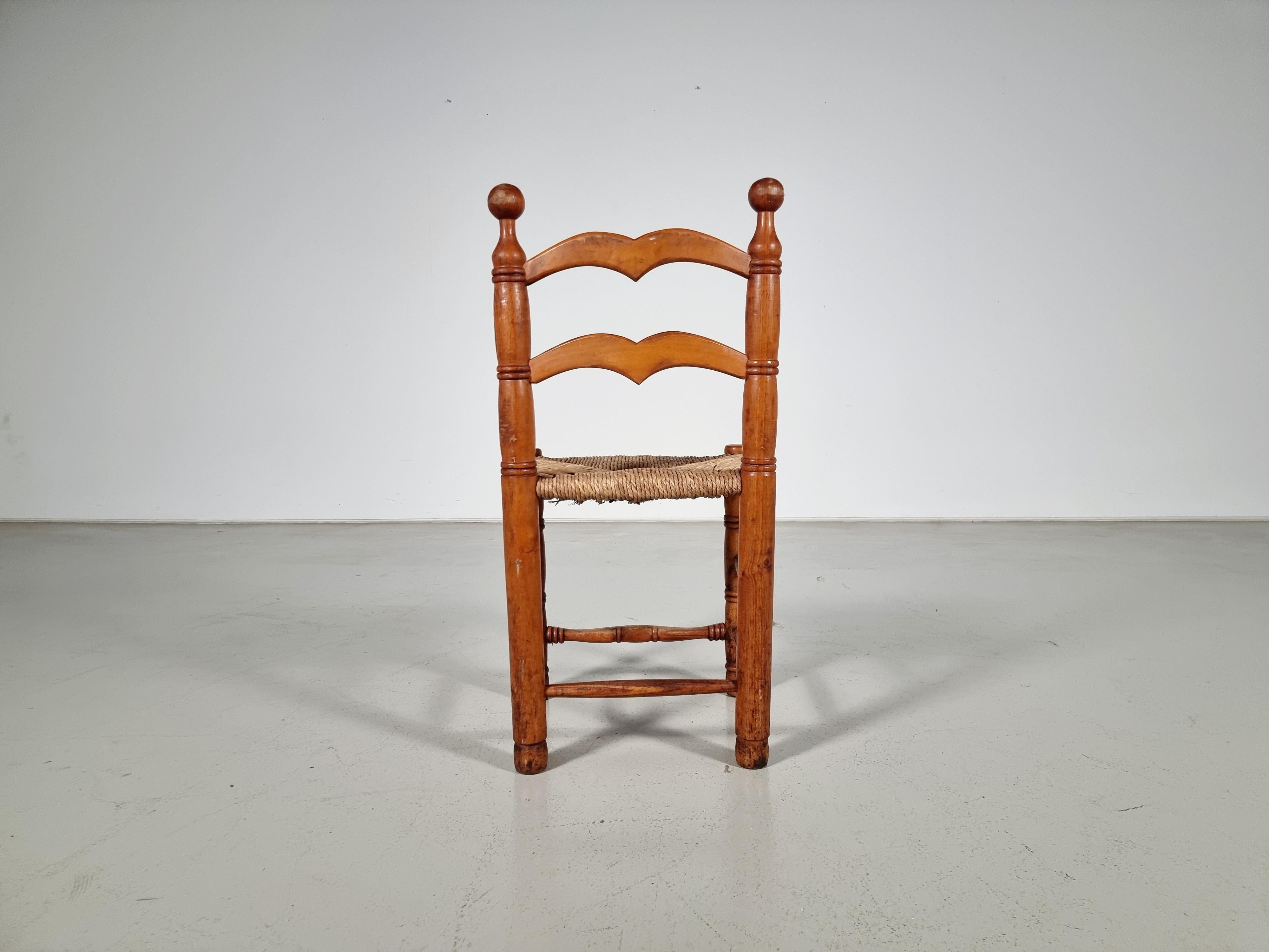 Oak Farmer Style Dining Chairs, France, 1970s For Sale 2