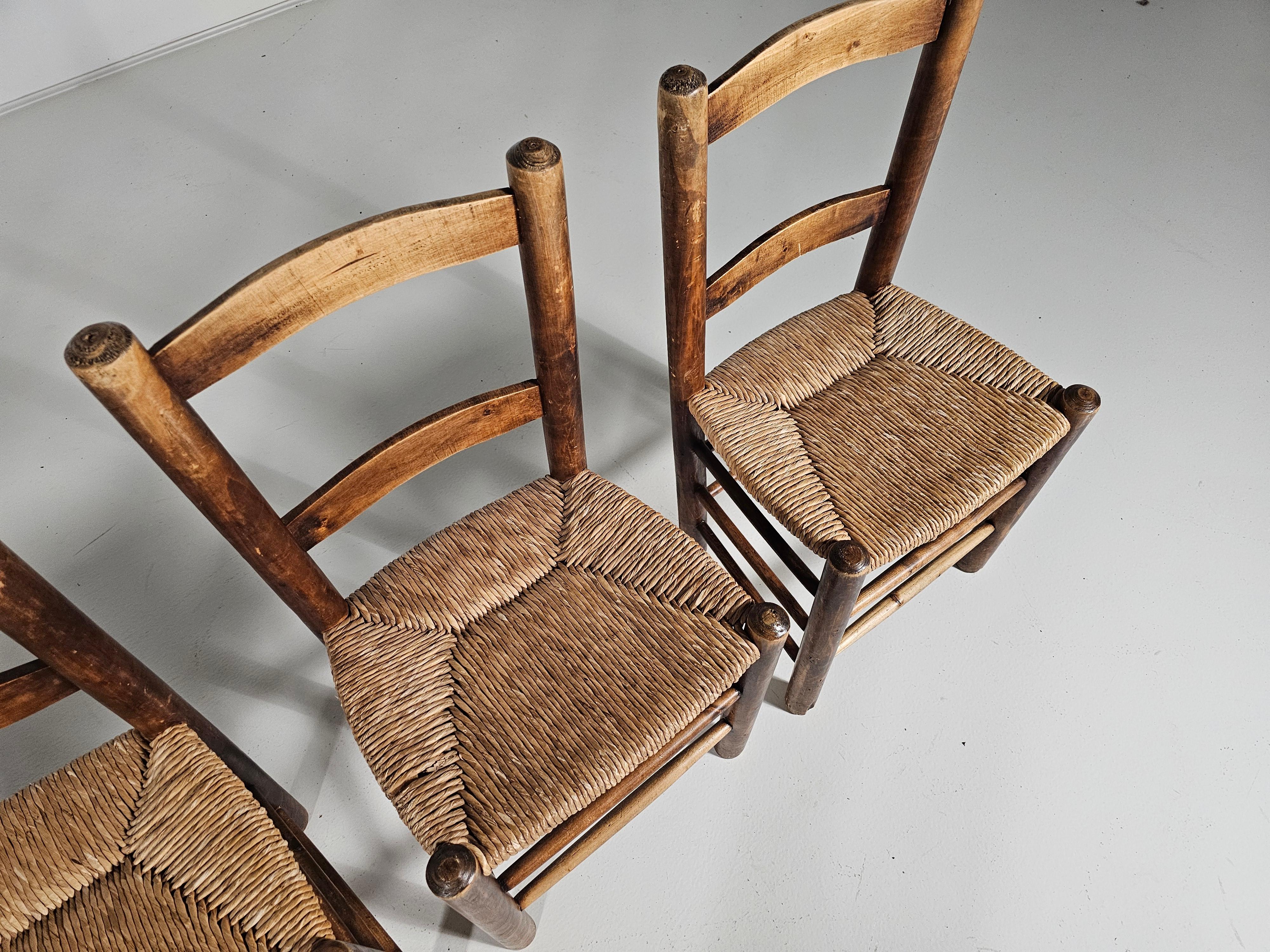 Oak Farmer Style Dining Chairs, Spain,  1970s For Sale 4