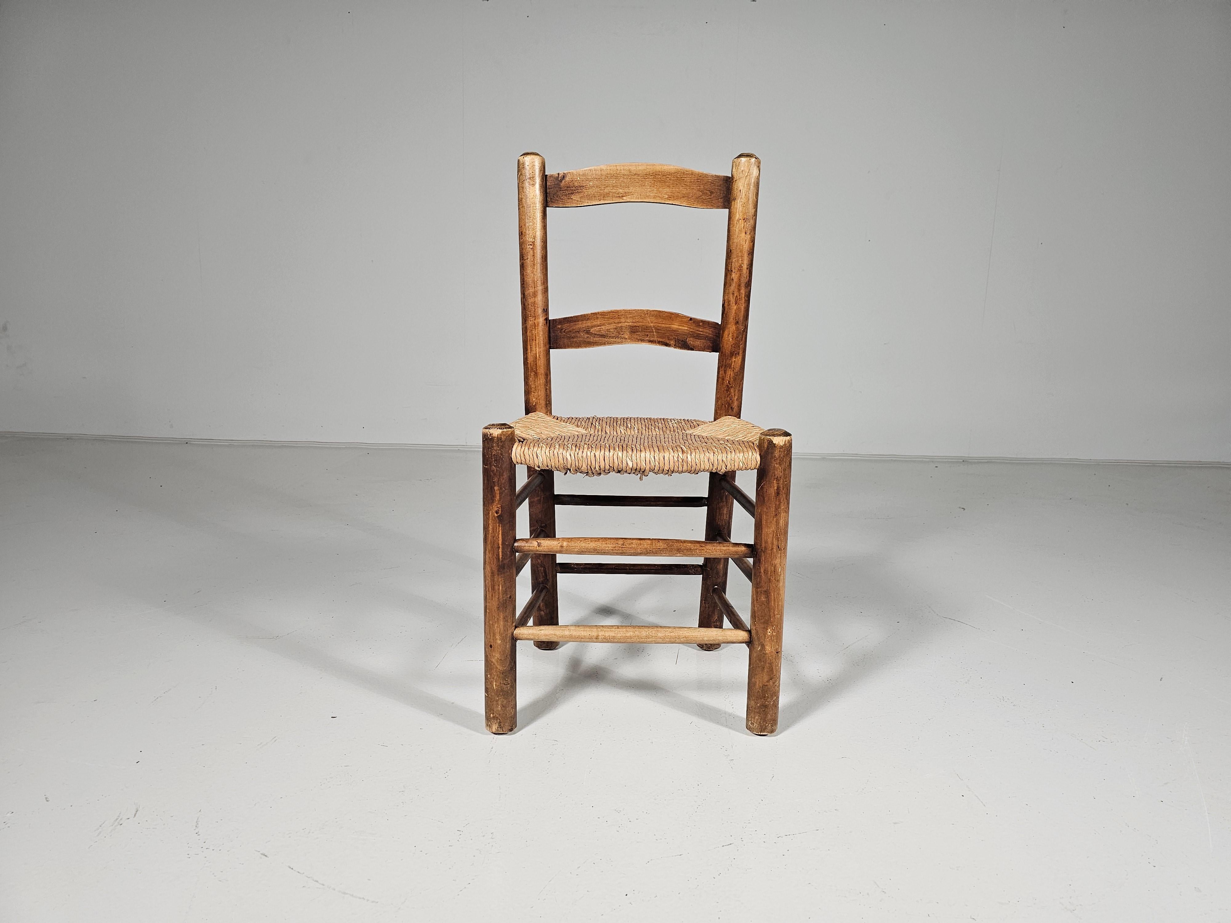 Oak Farmer Style Dining Chairs, Spain,  1970s For Sale 8