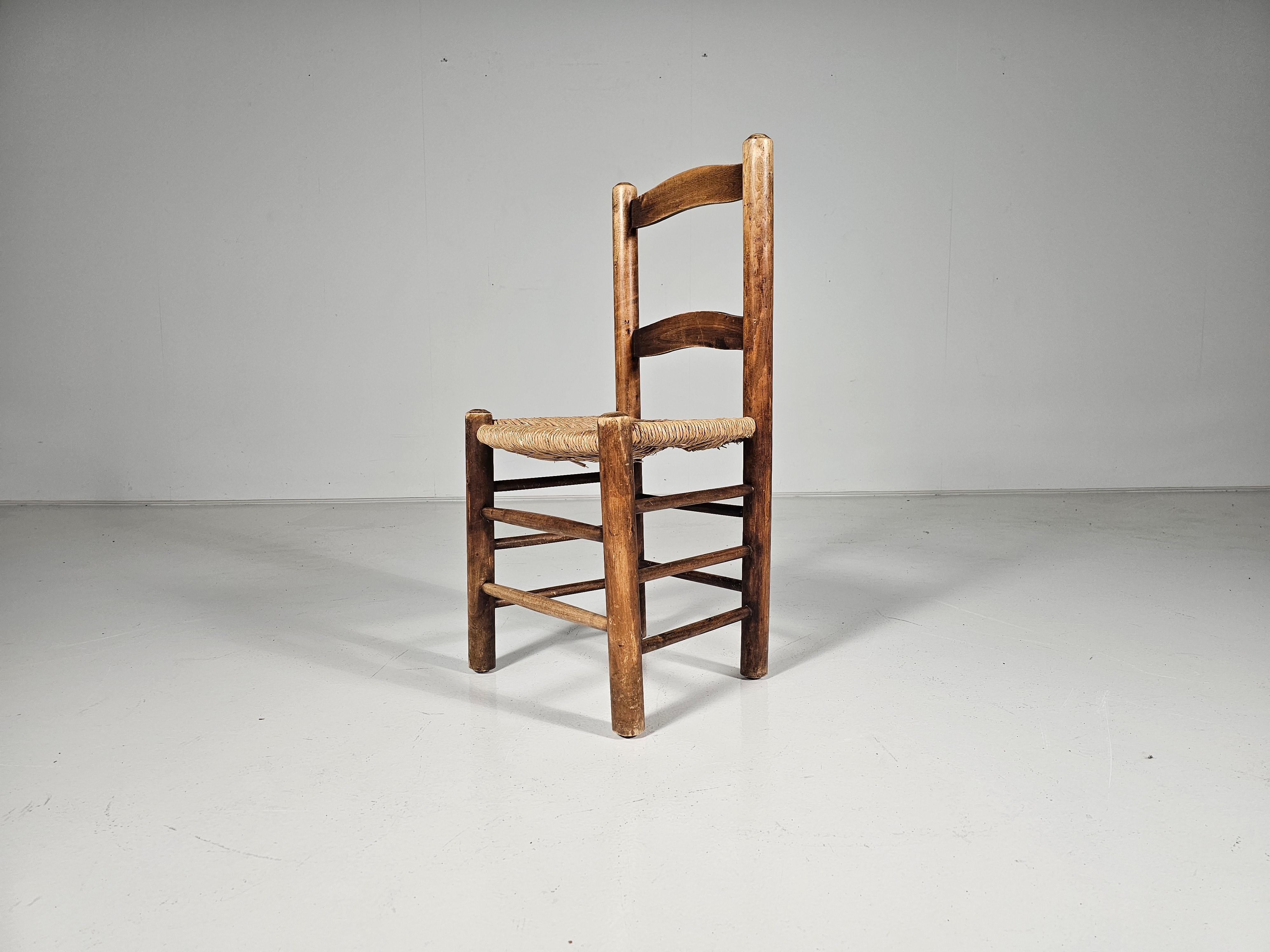 Oak Farmer Style Dining Chairs, Spain,  1970s For Sale 9