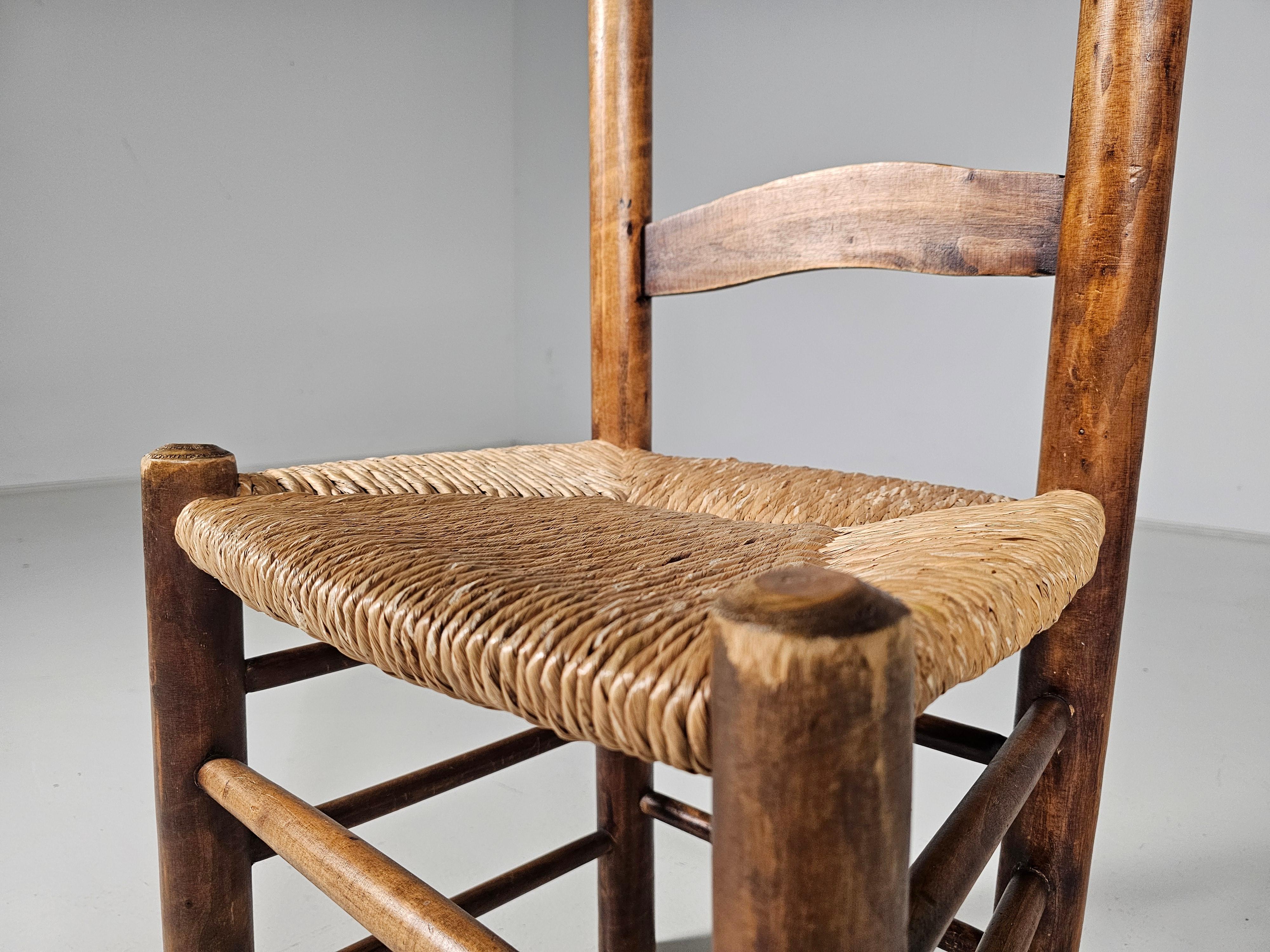 Oak Farmer Style Dining Chairs, Spain,  1970s For Sale 12
