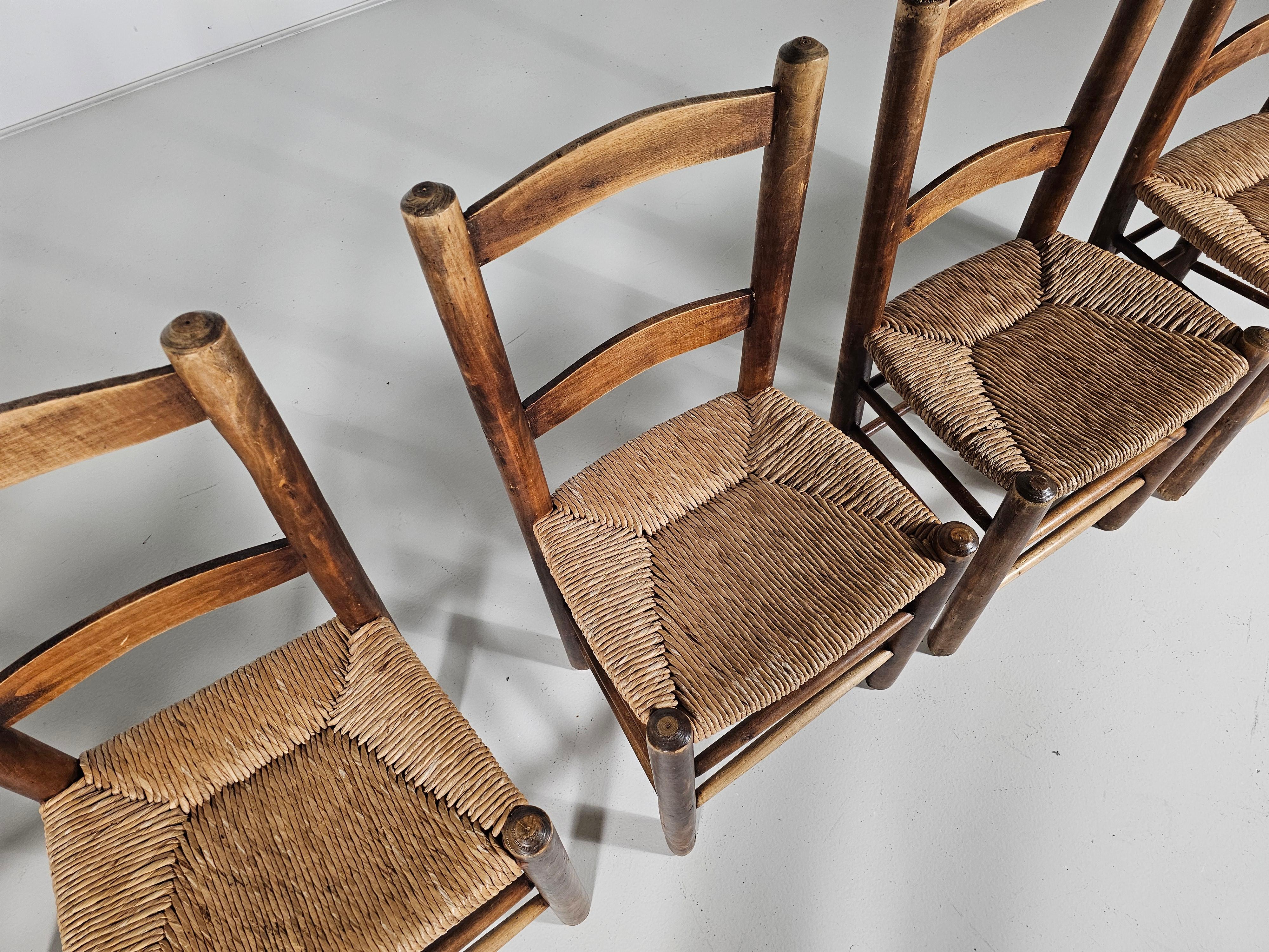 Oak Farmer Style Dining Chairs, Spain,  1970s For Sale 2