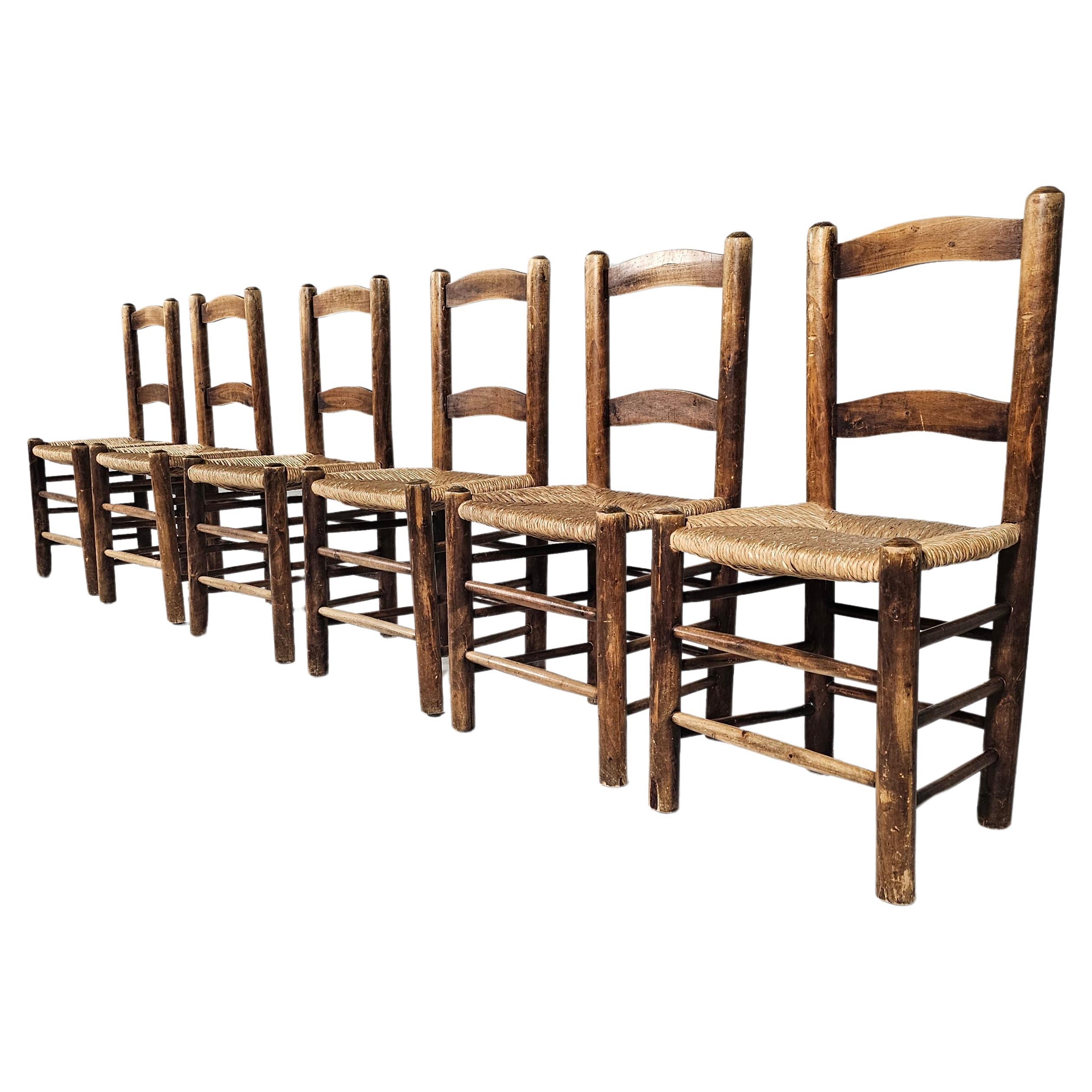 Oak Farmer Style Dining Chairs, Spain,  1970s For Sale