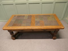 Oak Farmhouse Coffee Table with Slate Top This is a good honest farmhouse table