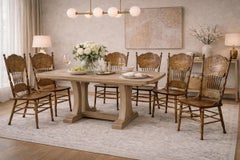 Oak Farmhouse Dining Chairs Set of 6, Carved Peacock Backs, Ronnoco 1978