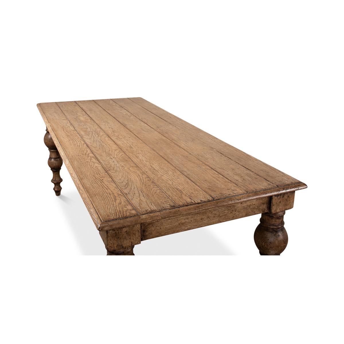 Oak Farmhouse Dining Table In New Condition For Sale In Westwood, NJ