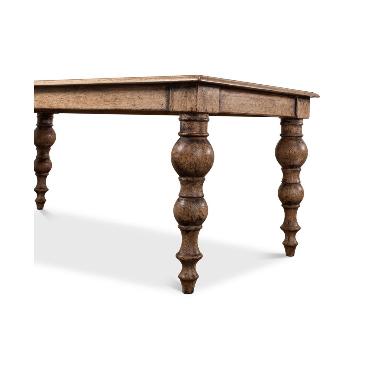 Contemporary Oak Farmhouse Dining Table For Sale