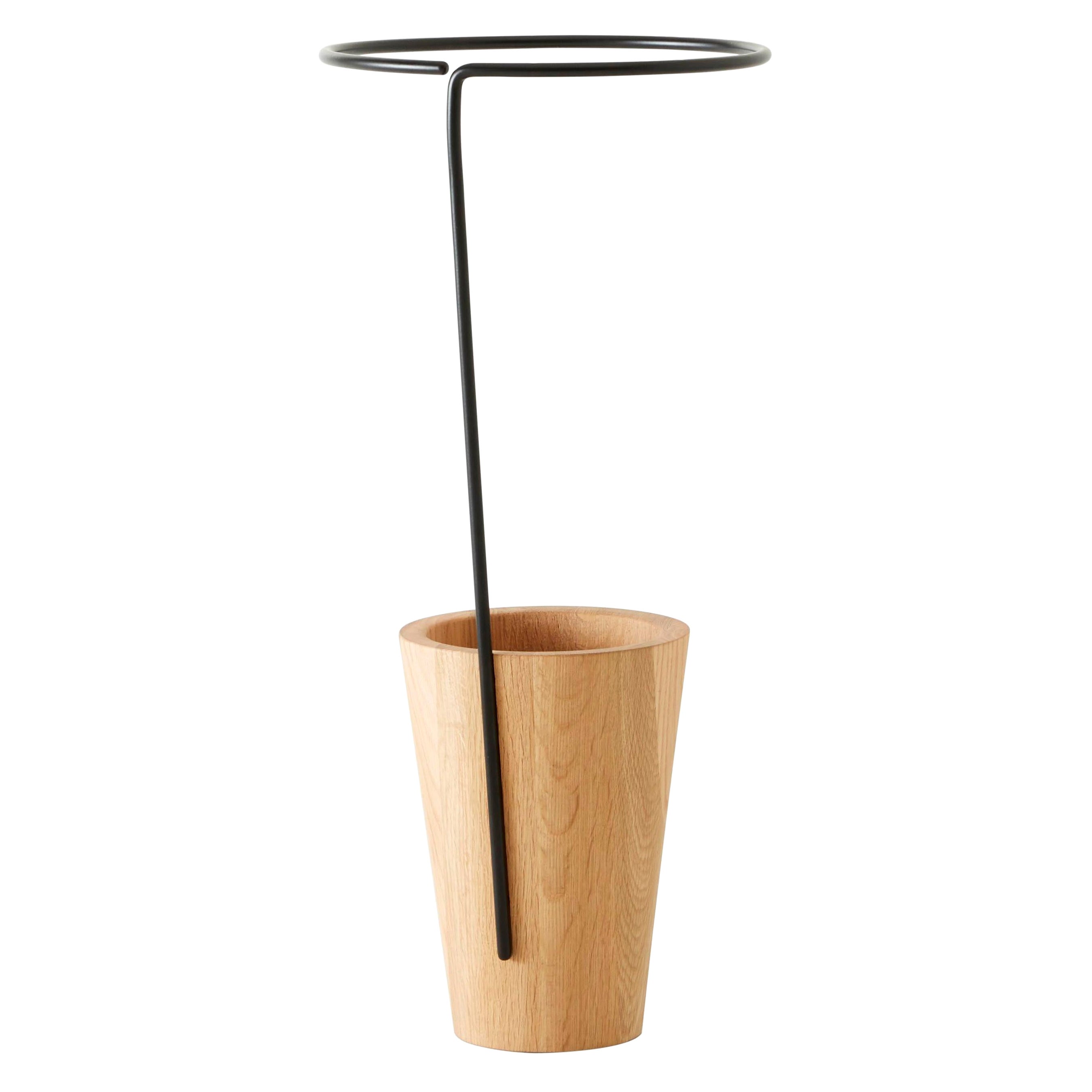 Oak Fiddlehead Umbrella Stand by Hollis & Morris For Sale