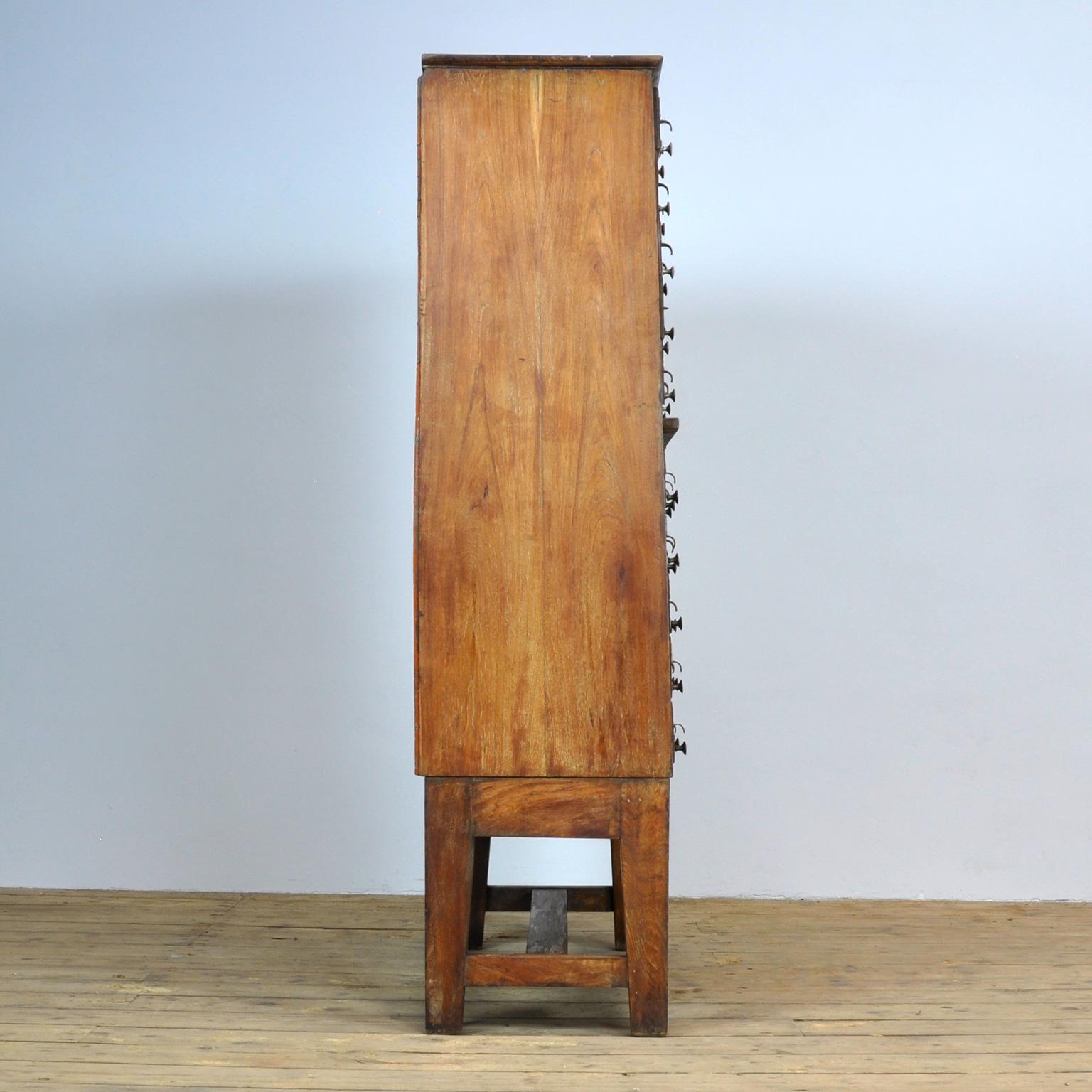 Industrial Oak Filing Cabinet, 1940s