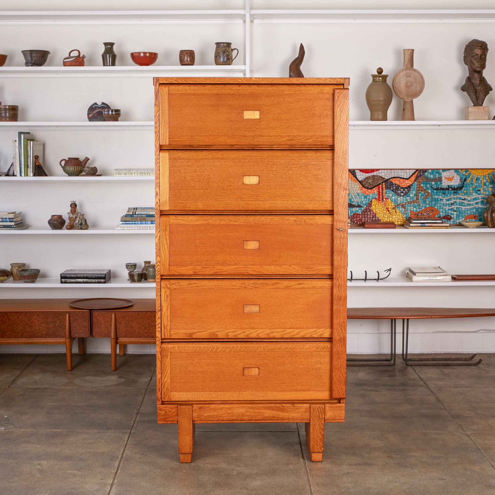 Mid-Century Modern Oak Filing Cabinet by ER Staverton
