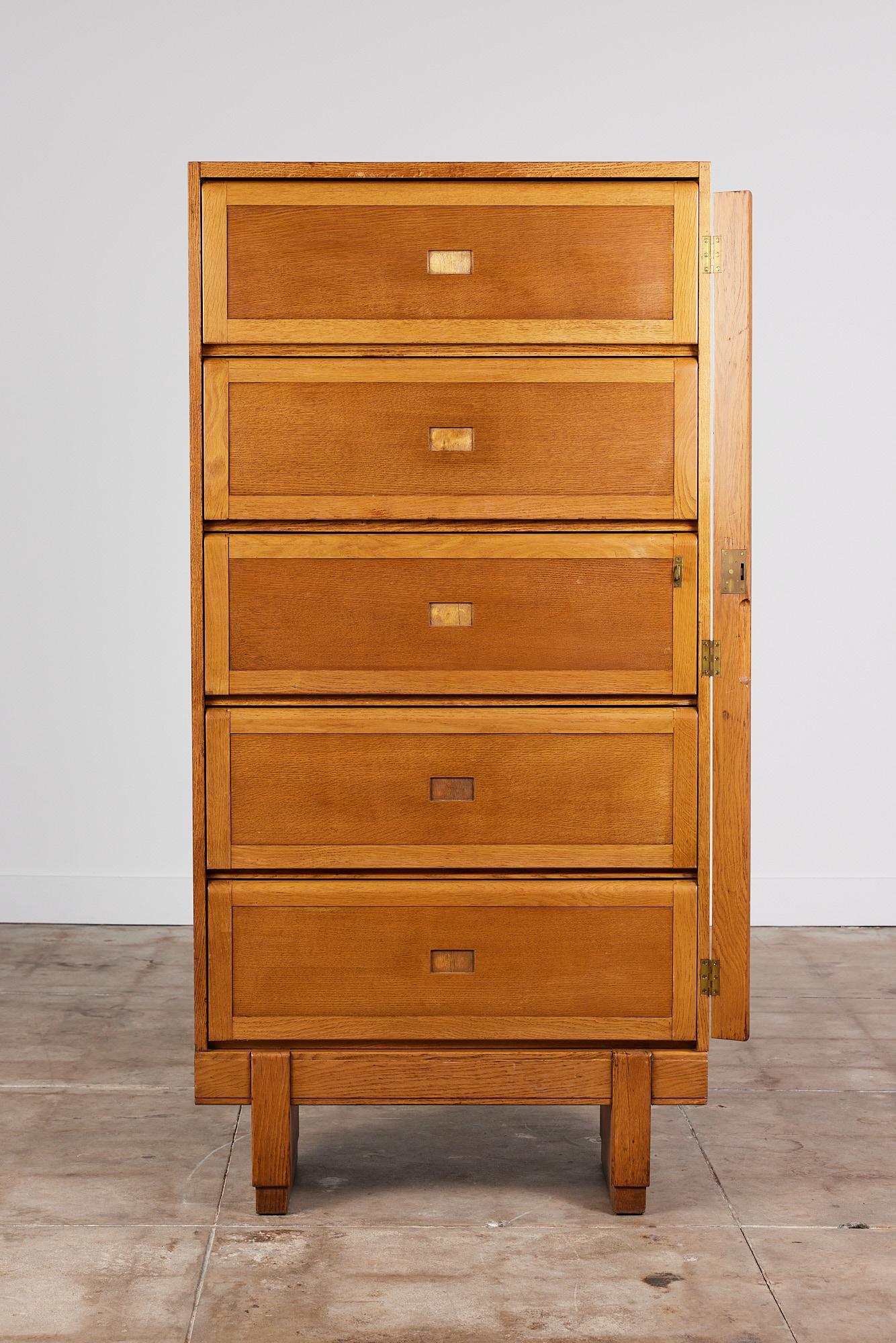 Mid-Century Modern Oak Filing Cabinet by Er Staverton