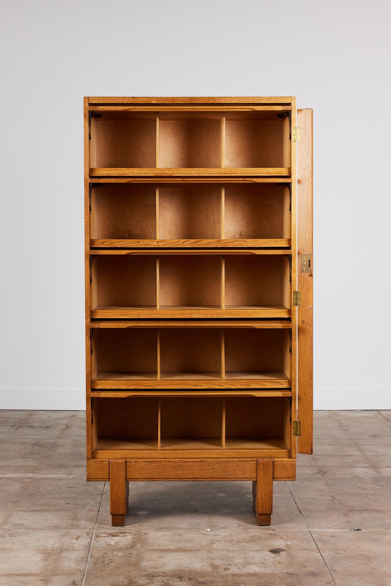 Brass Oak Filing Cabinet by Er Staverton