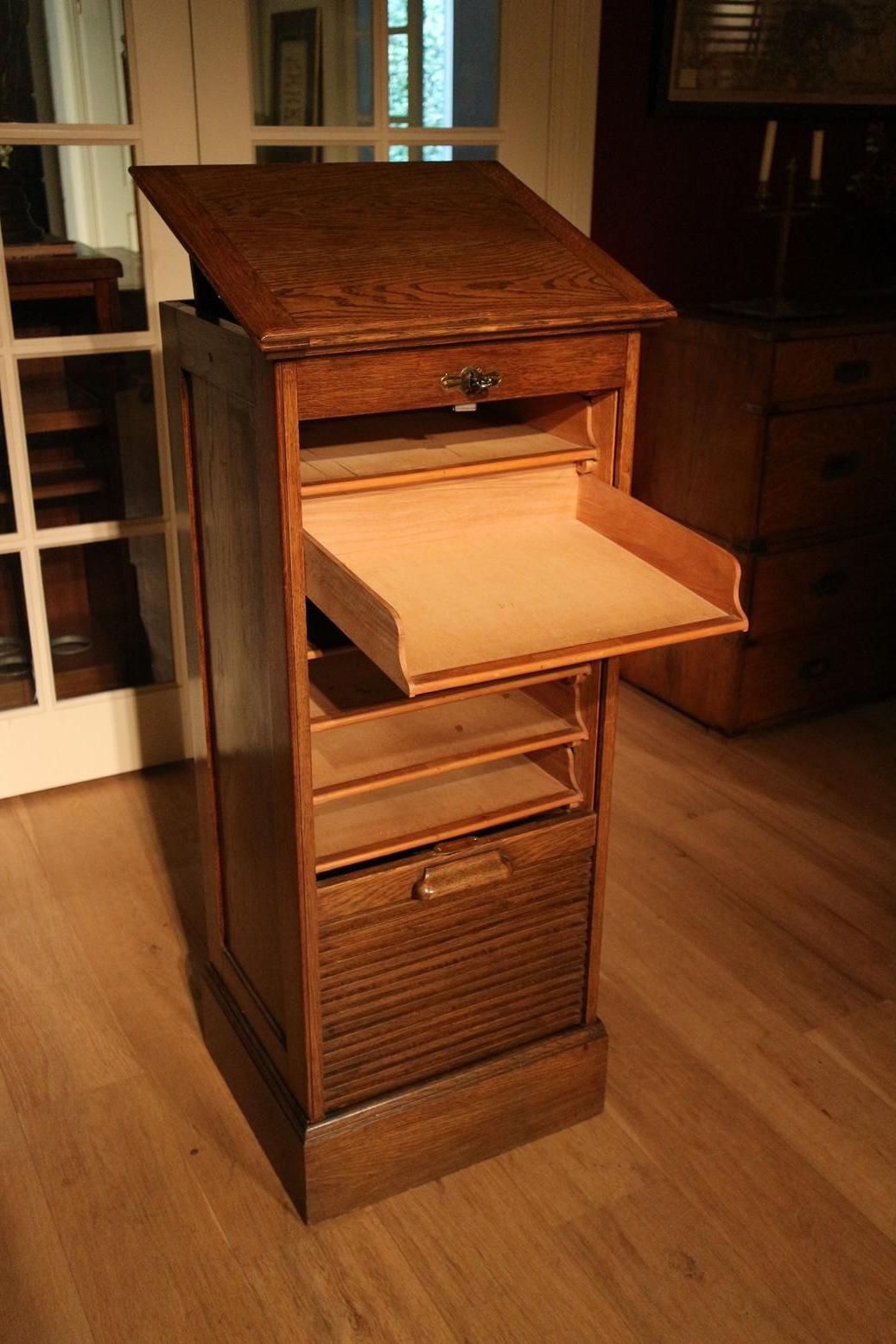 19th Century Oak Filing Cabinet with Roller Shutter