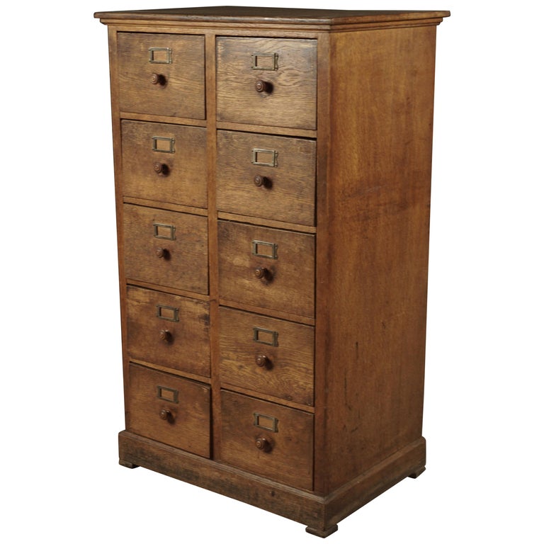 Oak Filing Chest of Drawers from France, circa 1940 For Sale at 1stdibs