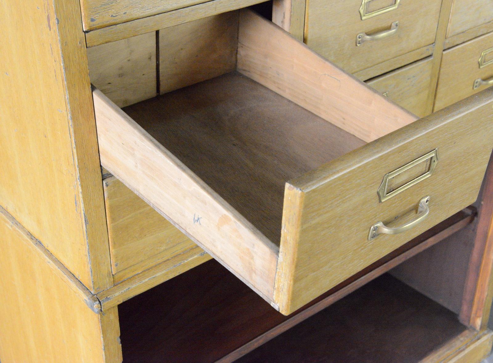 Oak Filing Drawers Circa 1930s For Sale 5