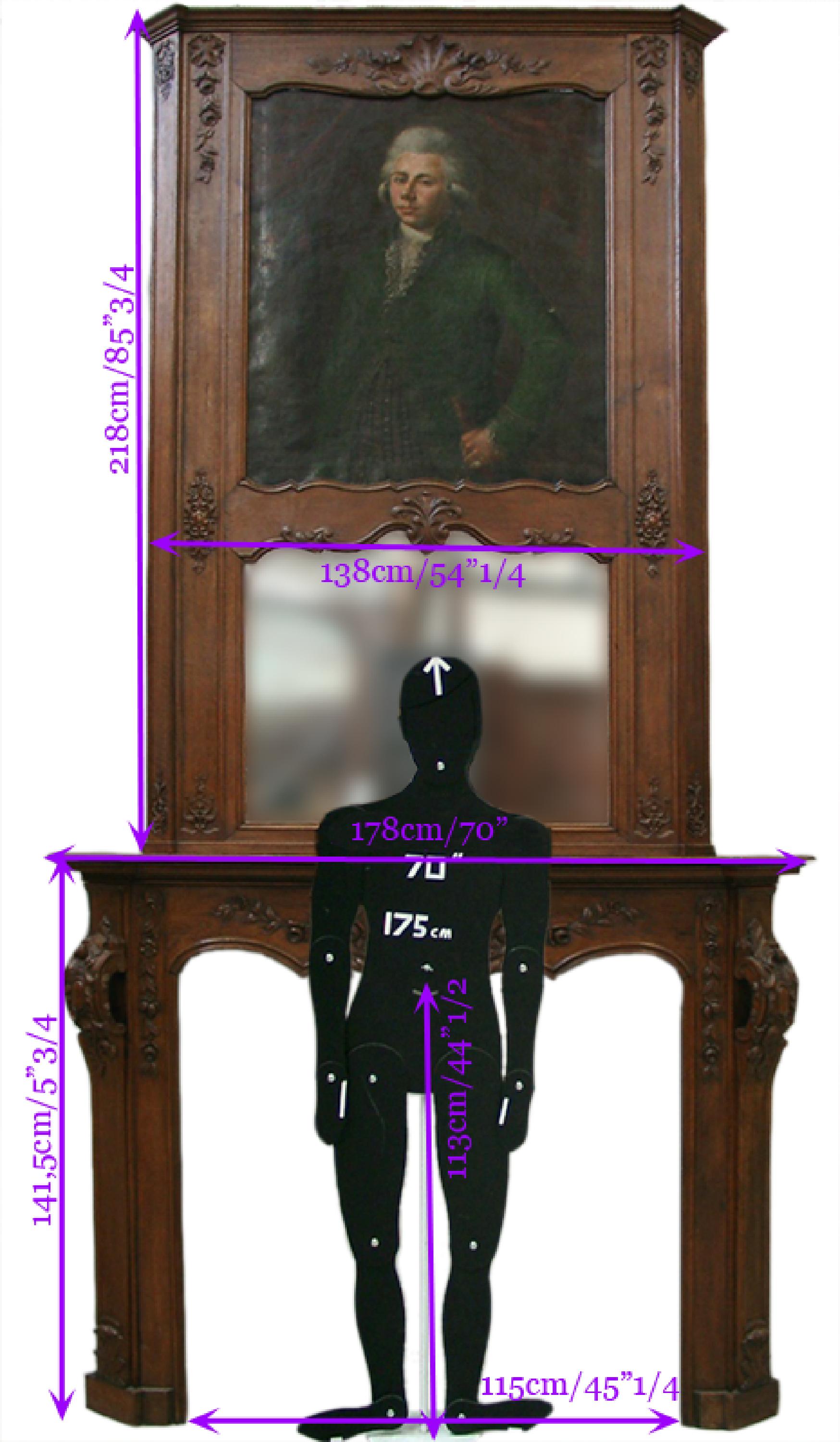Cheminée en chêne avec le portrait d'un gentleman en vente 5