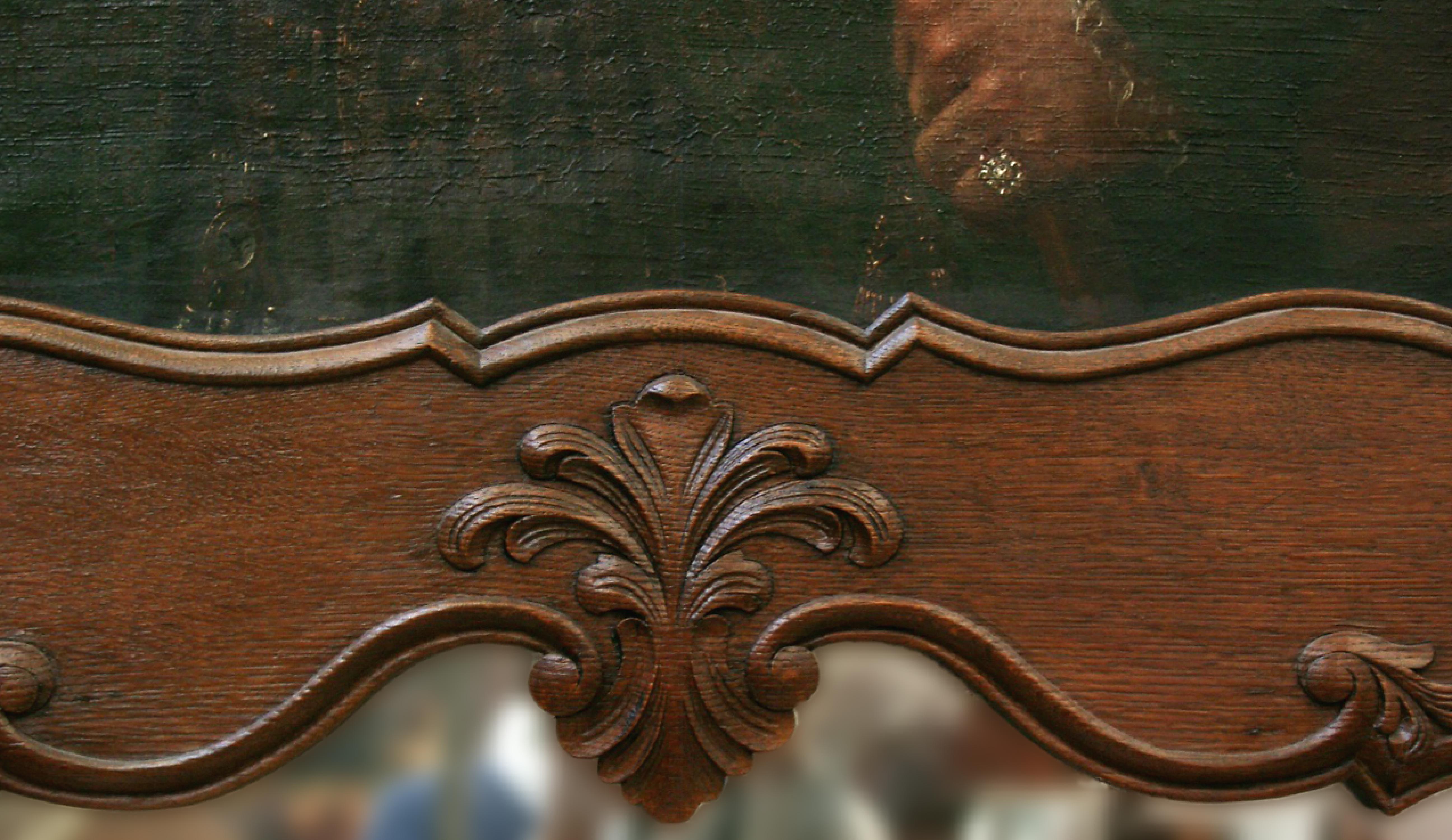 Cheminée en chêne avec le portrait d'un gentleman État moyen - En vente à SAINT-OUEN-SUR-SEINE, FR