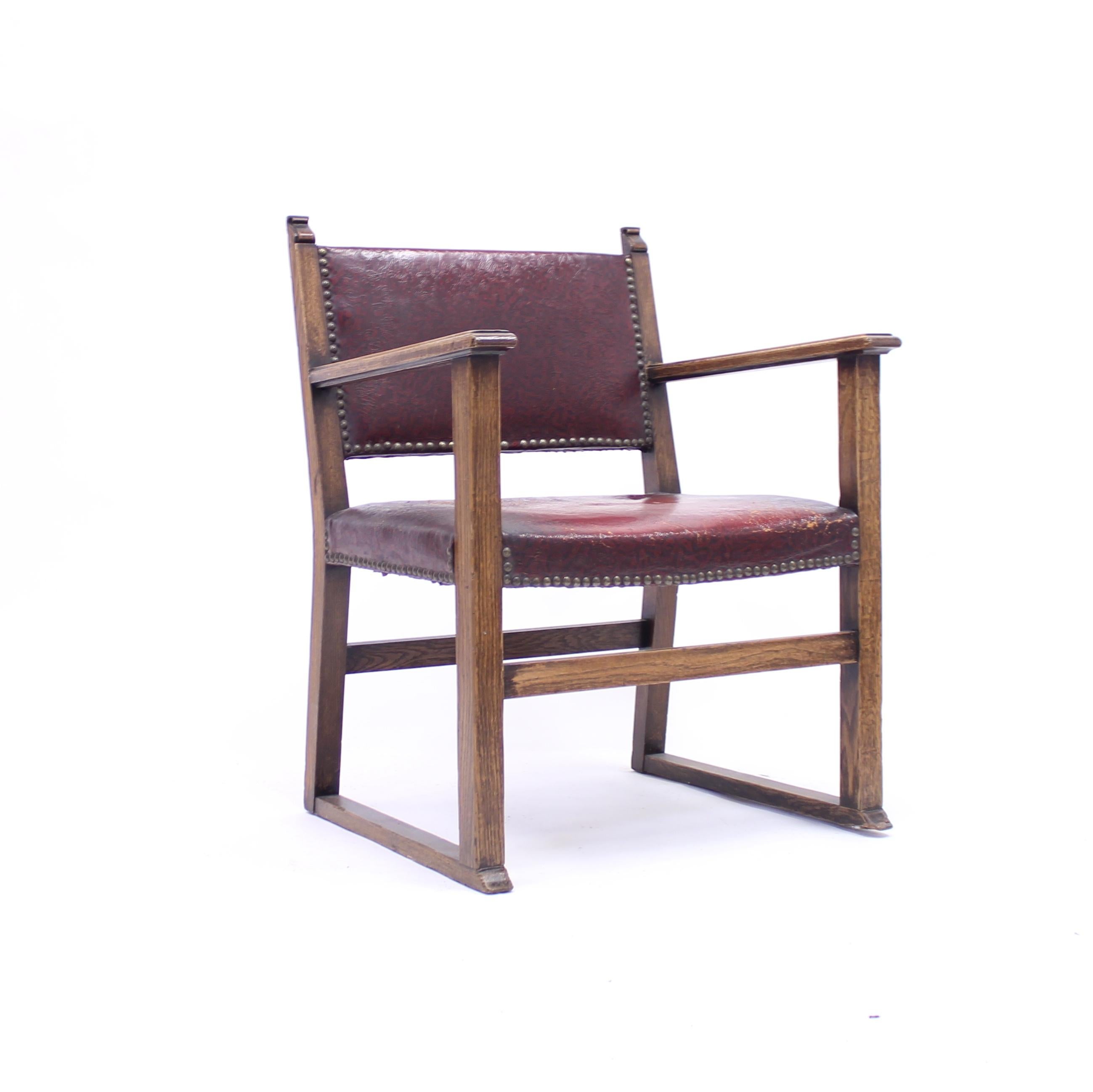 Art Deco Oak Fireside Chair Attributed to Adolf Loos, 1930s For Sale