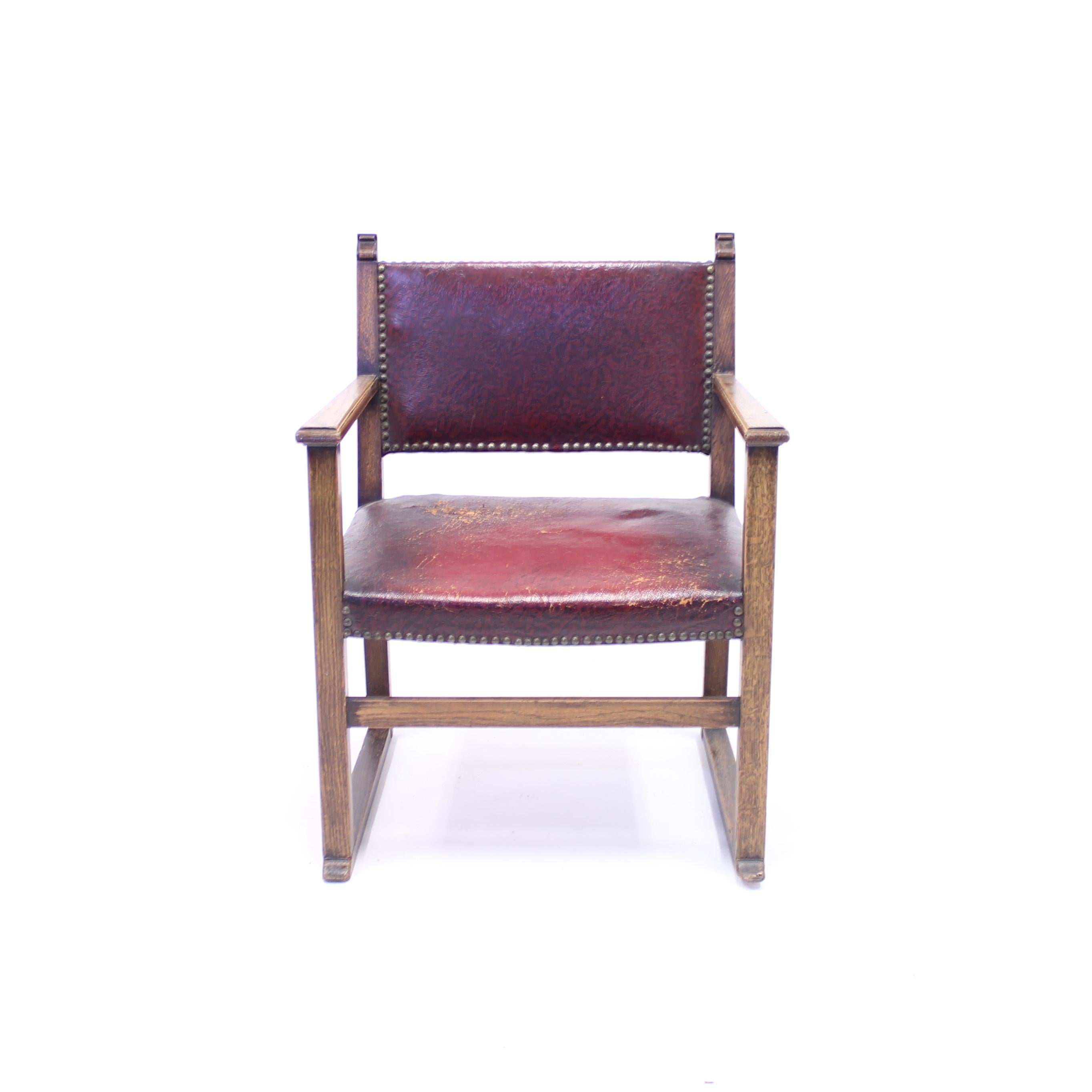 Oak Fireside Chair Attributed to Adolf Loos, 1930s In Good Condition For Sale In Uppsala, SE