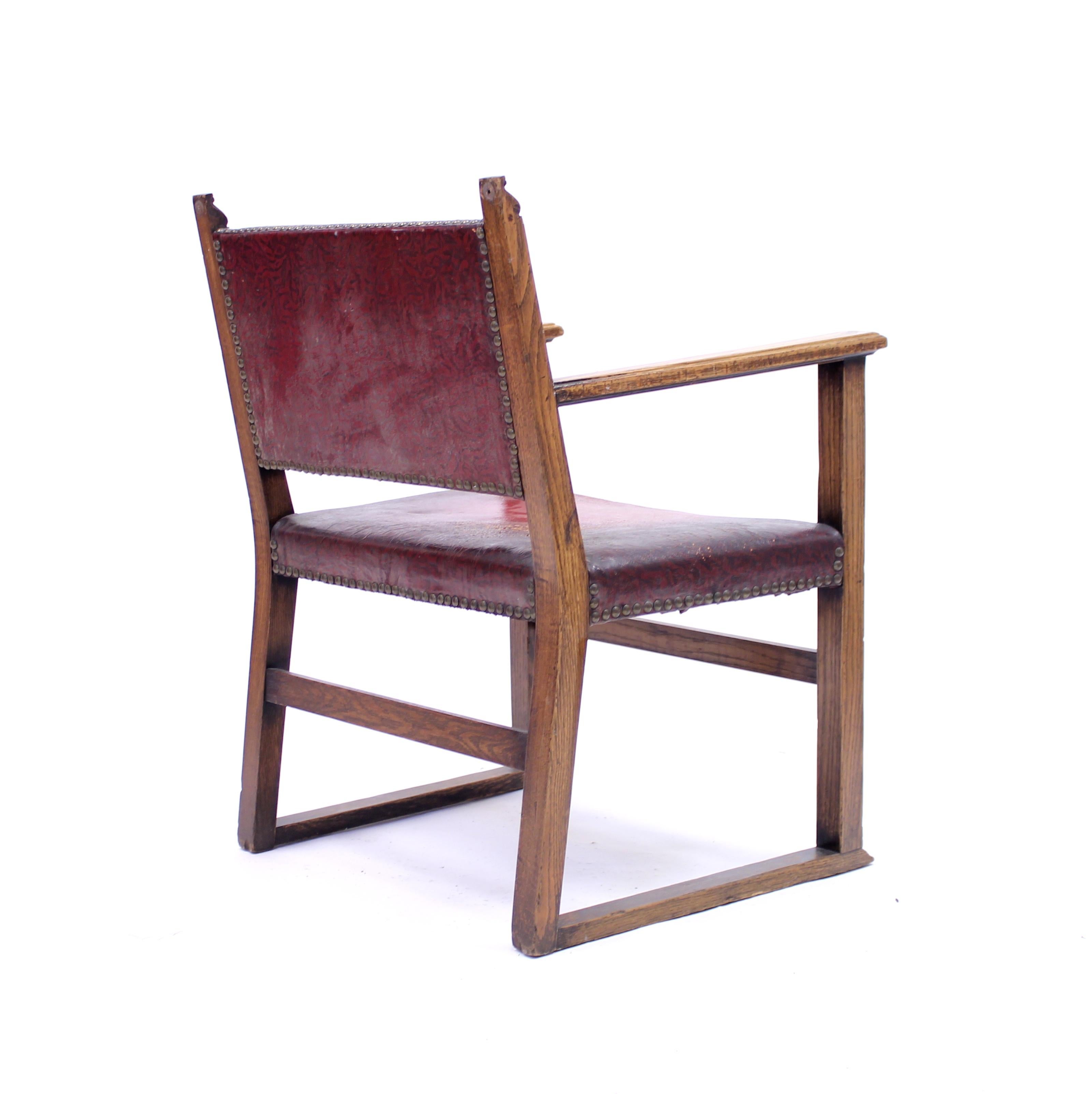 Oak Fireside Chair Attributed to Adolf Loos, 1930s For Sale 1